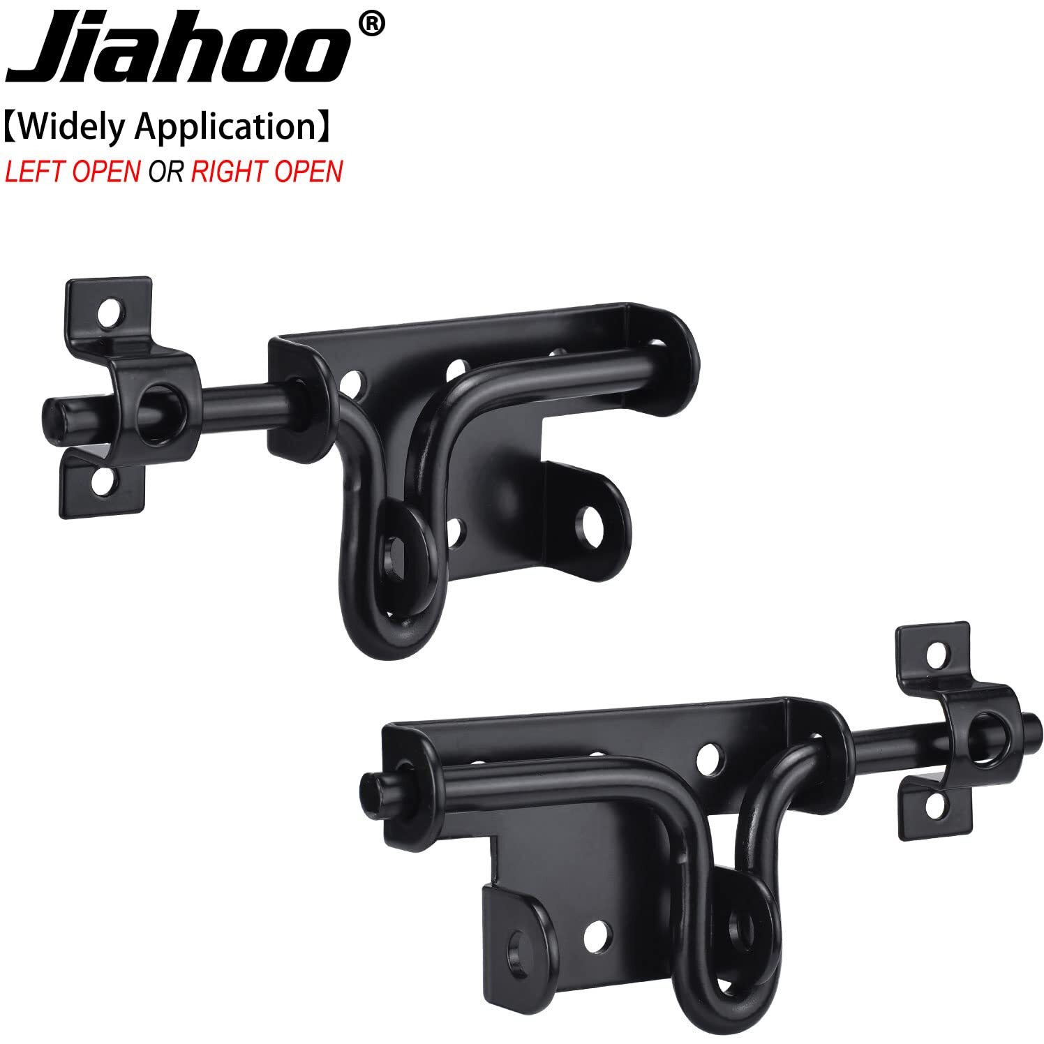 Jiahoo Slide Bolt Gate Latch  Heavy Duty Door Lock With Padlock Hole  Sliding Bolt Latch Hardware For Wooden Fence  Shed Door  Pvc Fence  Barn Door  Thickened Steel  Black Finish