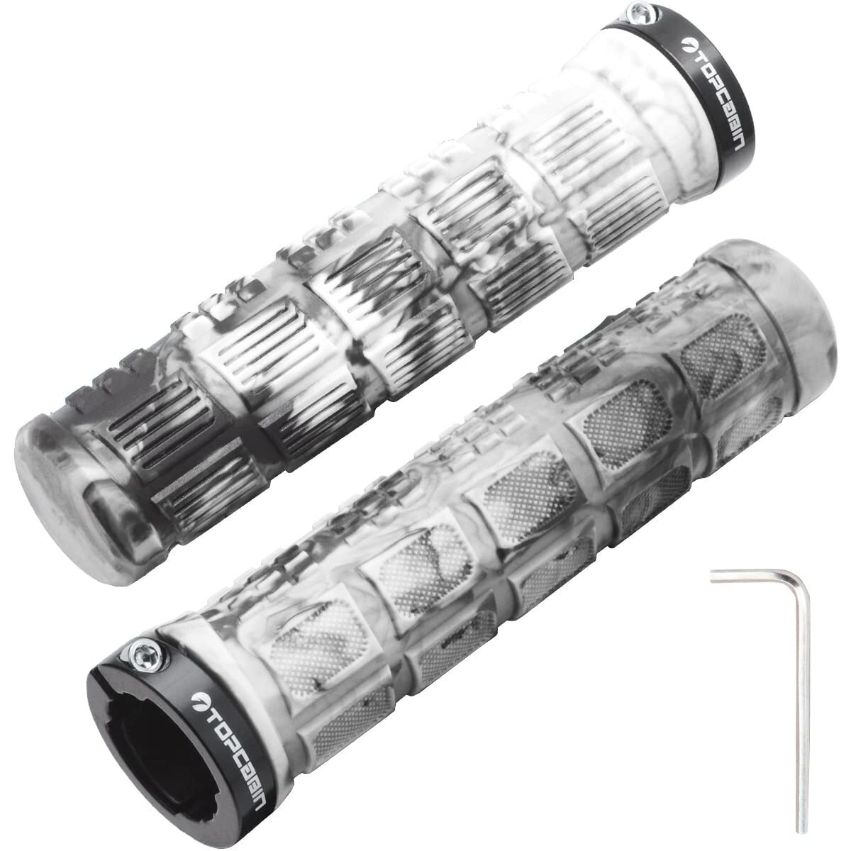 Topcabin Bicycle Grips Double Lock Rubber Grips Bicycle Handlebar Grips Comfortable Bike Grips For Bicycle Mountain Bmx (Camouflage White)