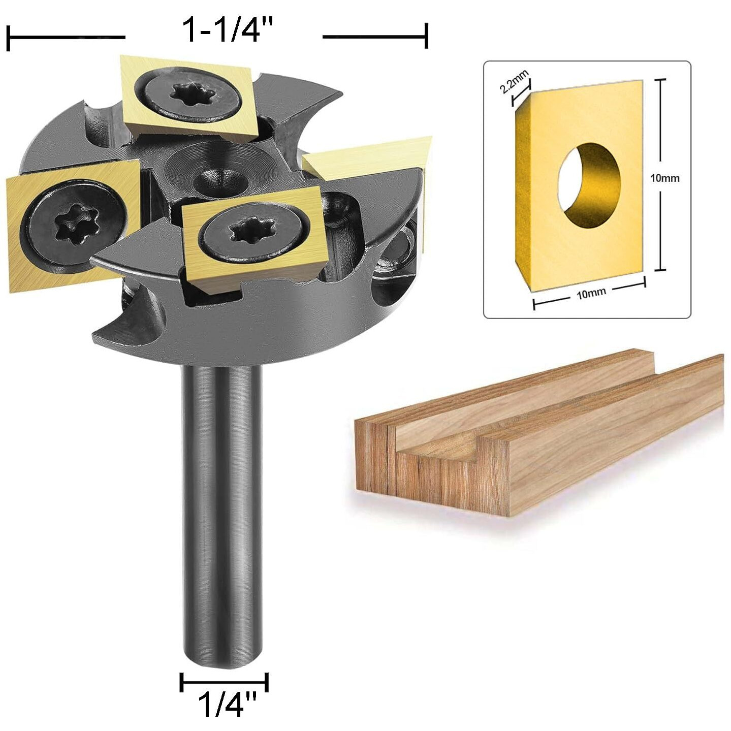 Spetool Carbide Insert Surfacing Router Bit Spoilboard Planing 1-1/4 Inch Cutting Diamter Slab Flattening For Woodworking With Ats Coating