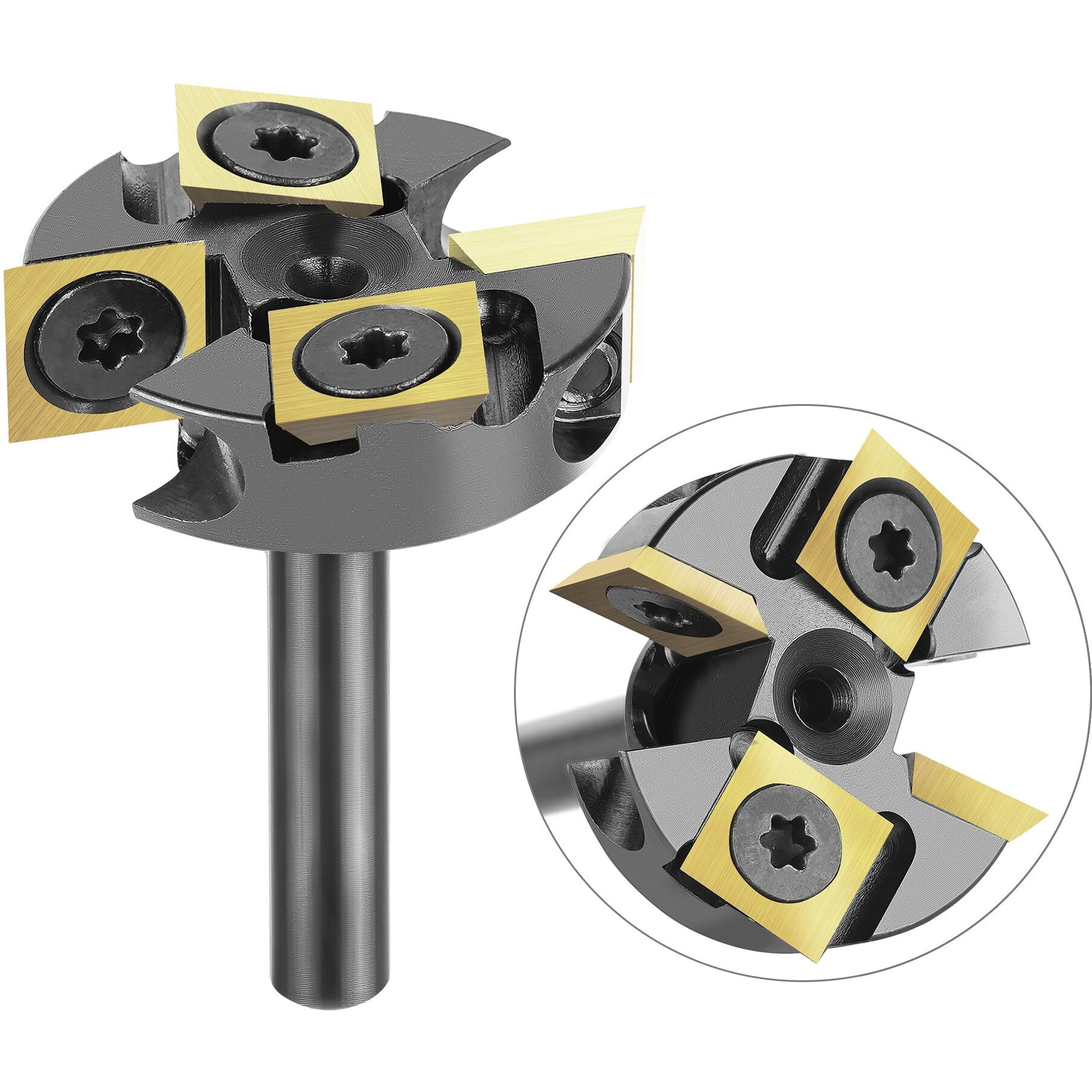 Spetool Carbide Insert Surfacing Router Bit Spoilboard Planing 1-1/4 Inch Cutting Diamter Slab Flattening For Woodworking With Ats Coating