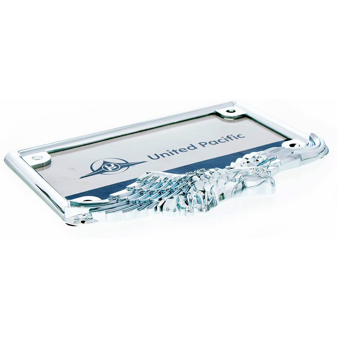 United Pacific 50118 Diecast Chrome Soaring Eagle Motorcyle License Plate Frame Holder  Detailed Design  Metal Construction  Durable - One Frame
