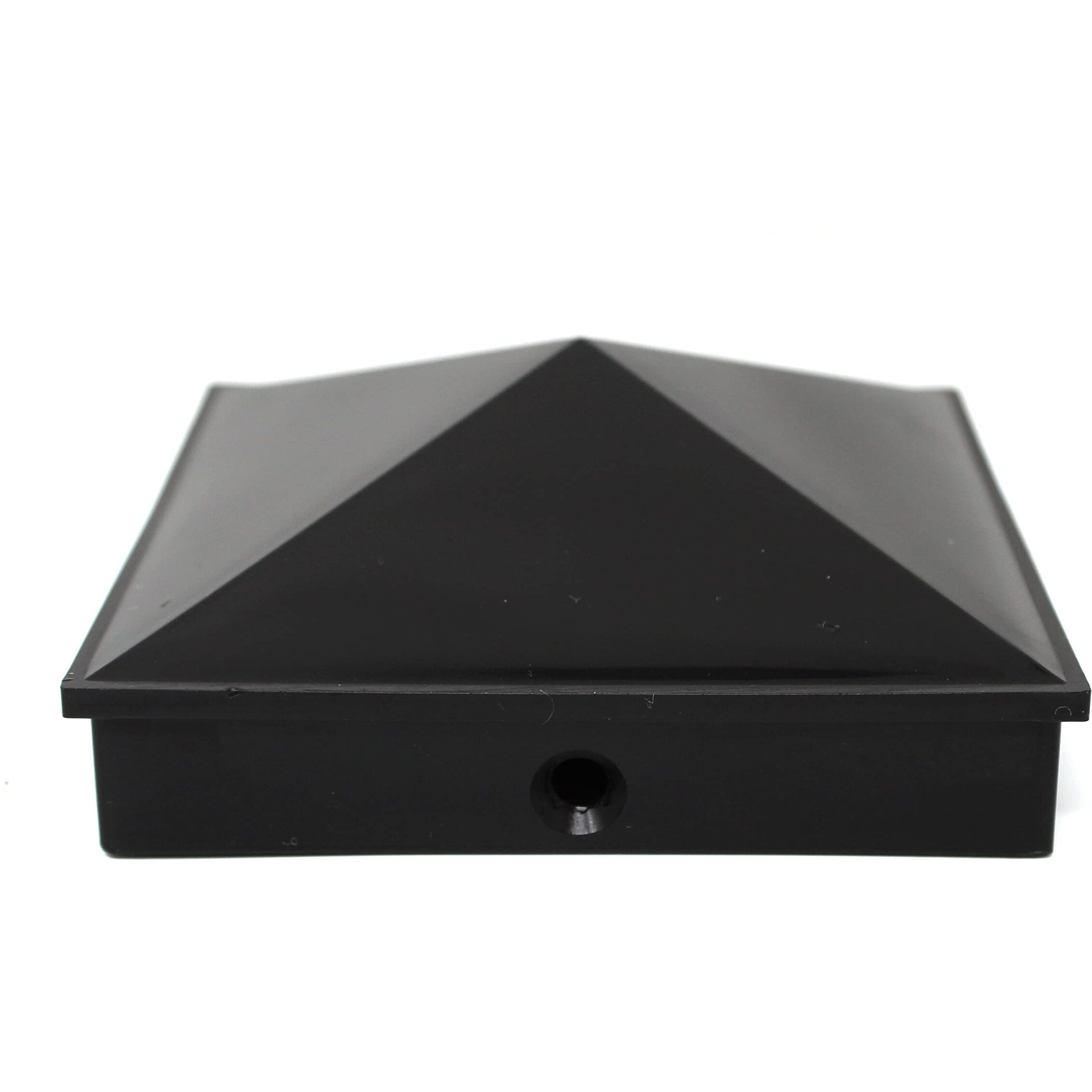 5X5 Nominal (4.5"" X4.5"") Plastic Pyramid Vinyl Fence Post Cap With Pre-Drilled Hole Black Or White Multiple Quantities For Nominal 5"" X 5"" Posts (16  Black)