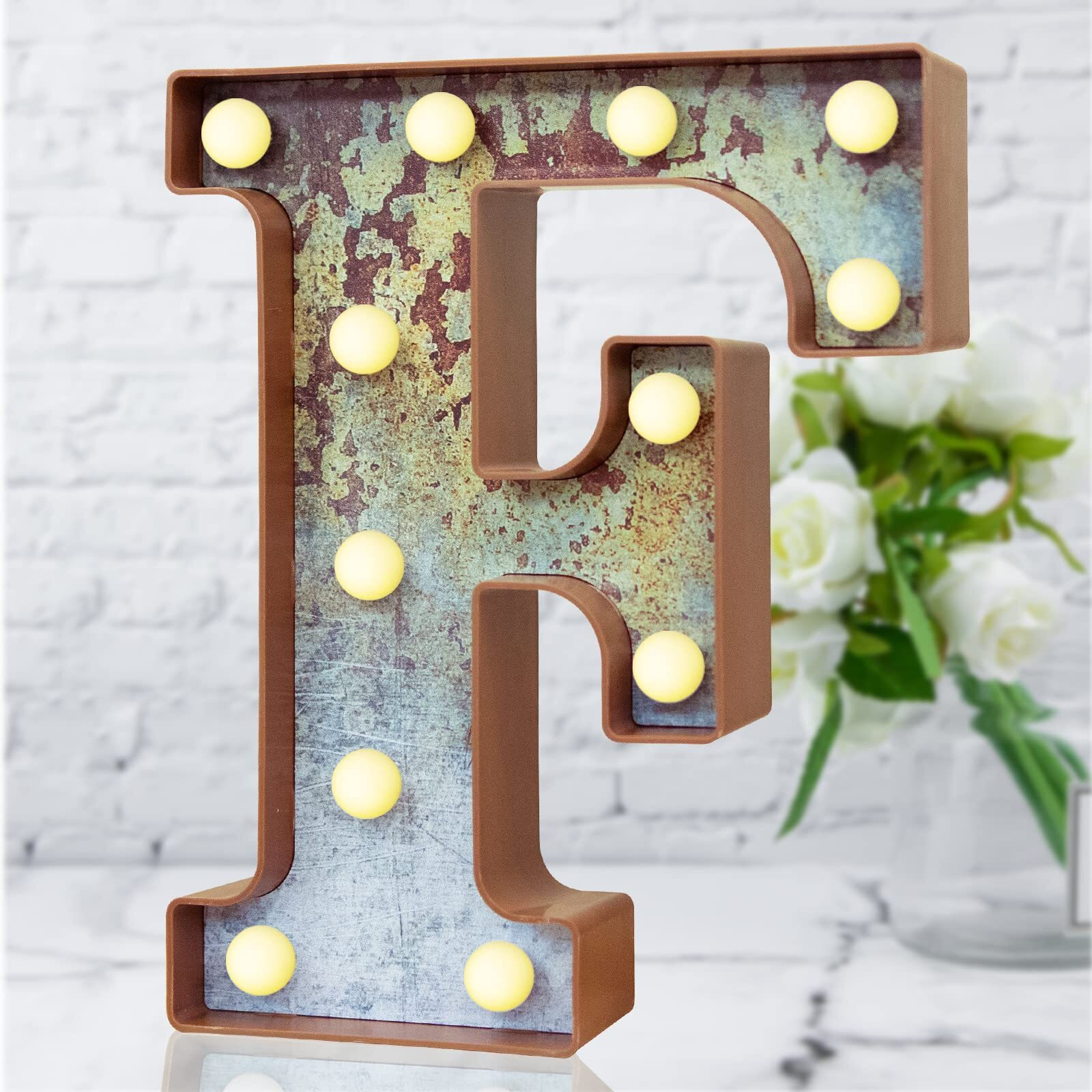 Led Marquee Light Up Letters Industrial Vintage Style Lighted Letters Rust Metal Effect Marquee Letter With Lights Illumination Letter Signs For Christmas Wedding Birthday Party Home Cafe Bar Decor-F