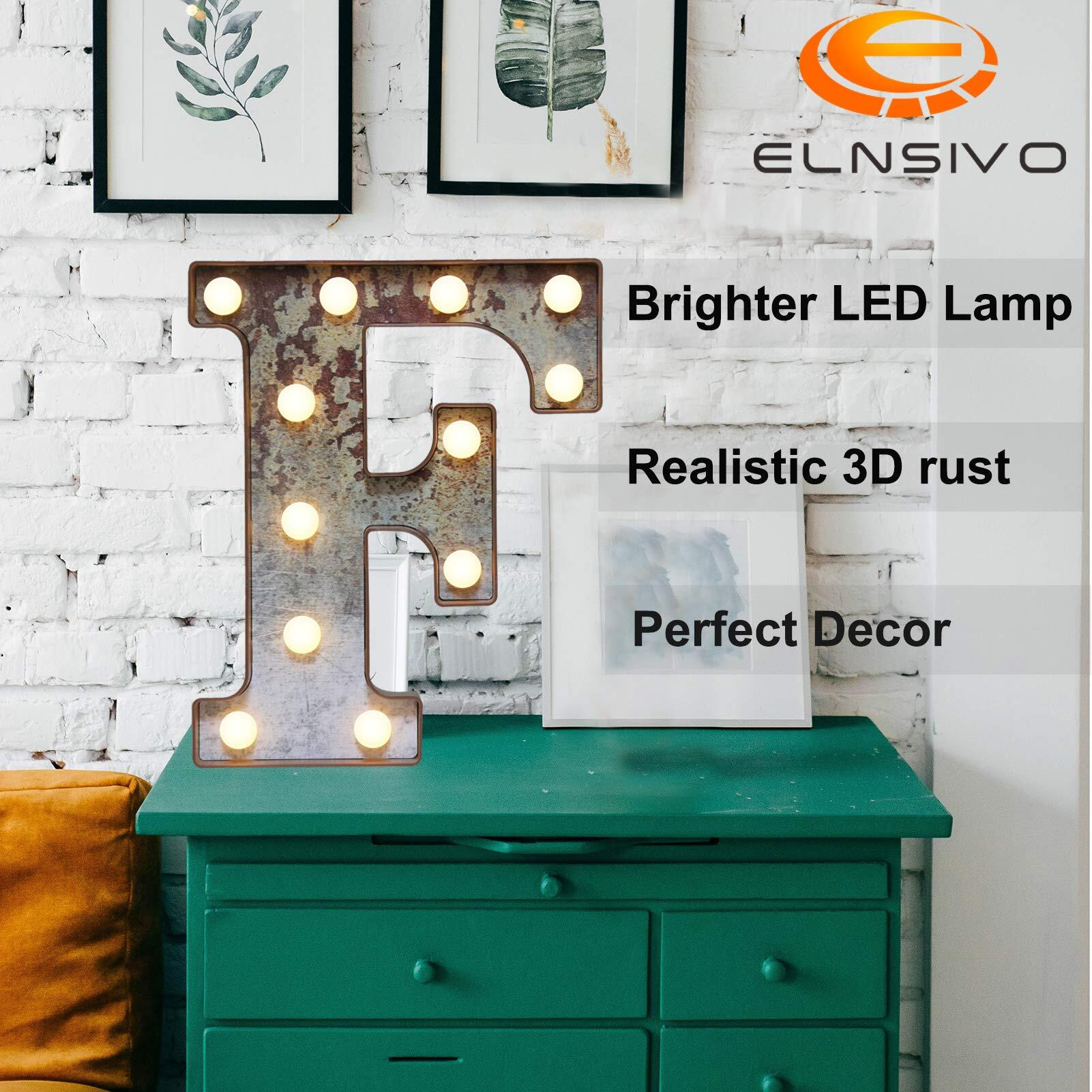 Led Marquee Light Up Letters Industrial Vintage Style Lighted Letters Rust Metal Effect Marquee Letter With Lights Illumination Letter Signs For Christmas Wedding Birthday Party Home Cafe Bar Decor-F