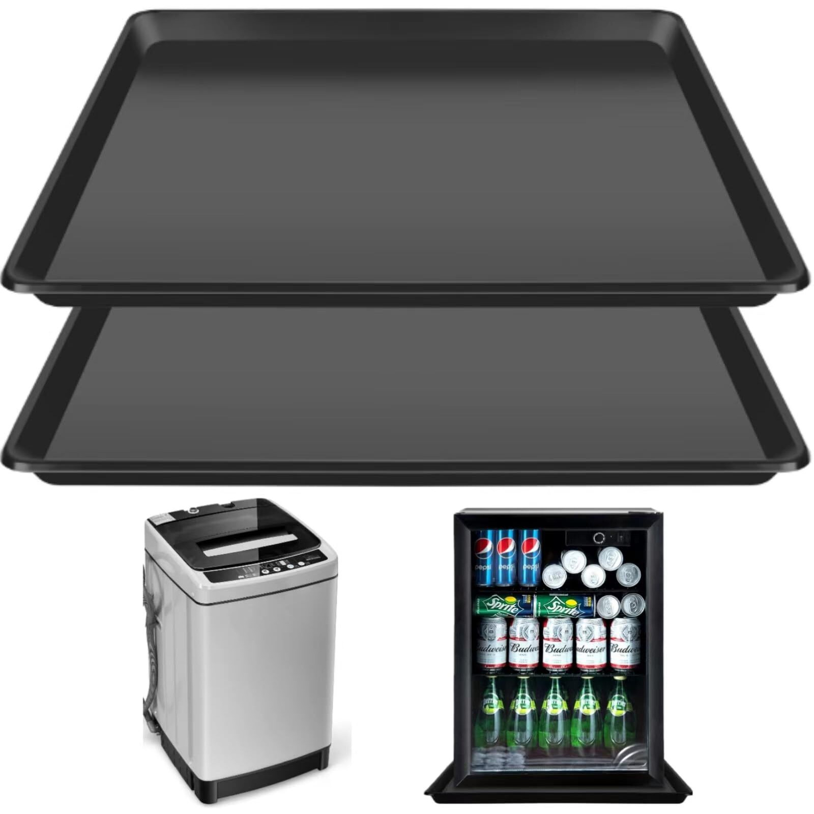22'' X 21'' Mini Fridge Drip Pan  Large Drip Tray  Portable Ac Drip Pan  Under Washer Pan  Dishwasher Pan  Oil Drain Pans For Changing Oil(2 Pcs)