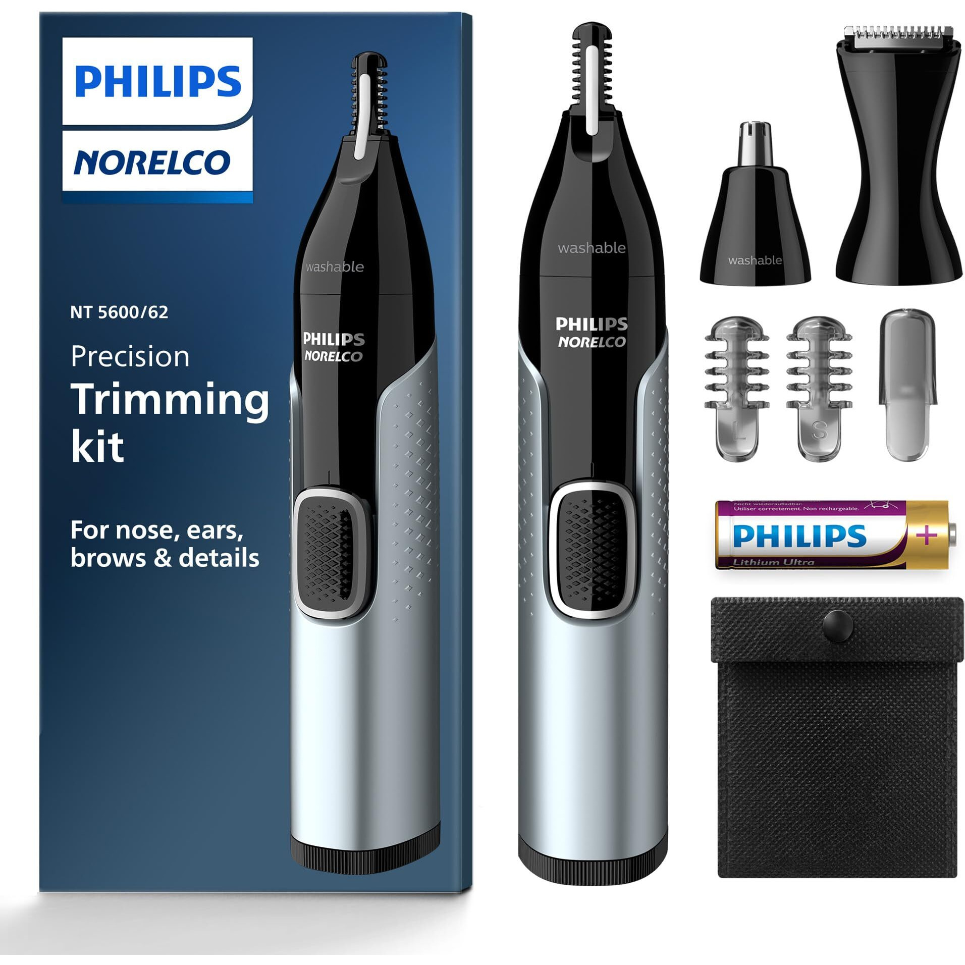 Norelco Philips Nose Trimmer 5000 For Nose  Ears  Eyebrows Trimming Kit  Nt5600/62