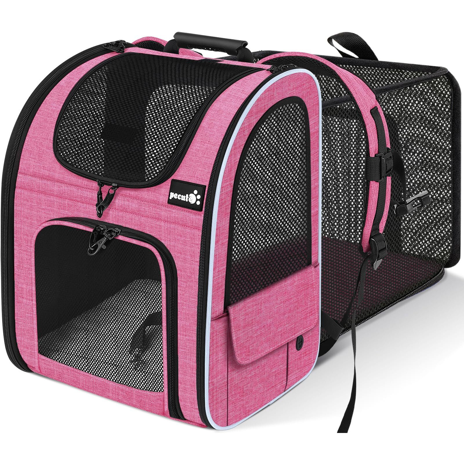 Pecute Cat Backpack Carrier  Expandable Cat Carrier Backpack With Breathable Mesh  Pet Carrier Backpack For Cats Small Dogs Puppies  Dog Backpack Carrier Great For Travel Hiking Camping Outdoor