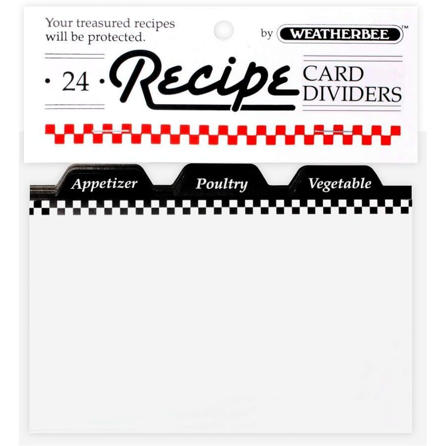 Weatherbee Preprinted Recipe Card Tab Dividers Set  3-Inches X 5-Inches  Set Of 24