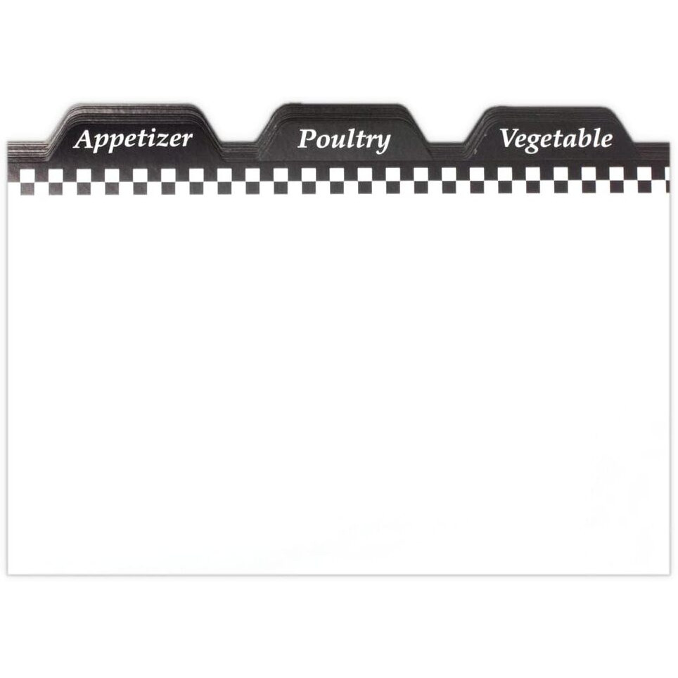 Weatherbee Preprinted Recipe Card Tab Dividers Set  3-Inches X 5-Inches  Set Of 24