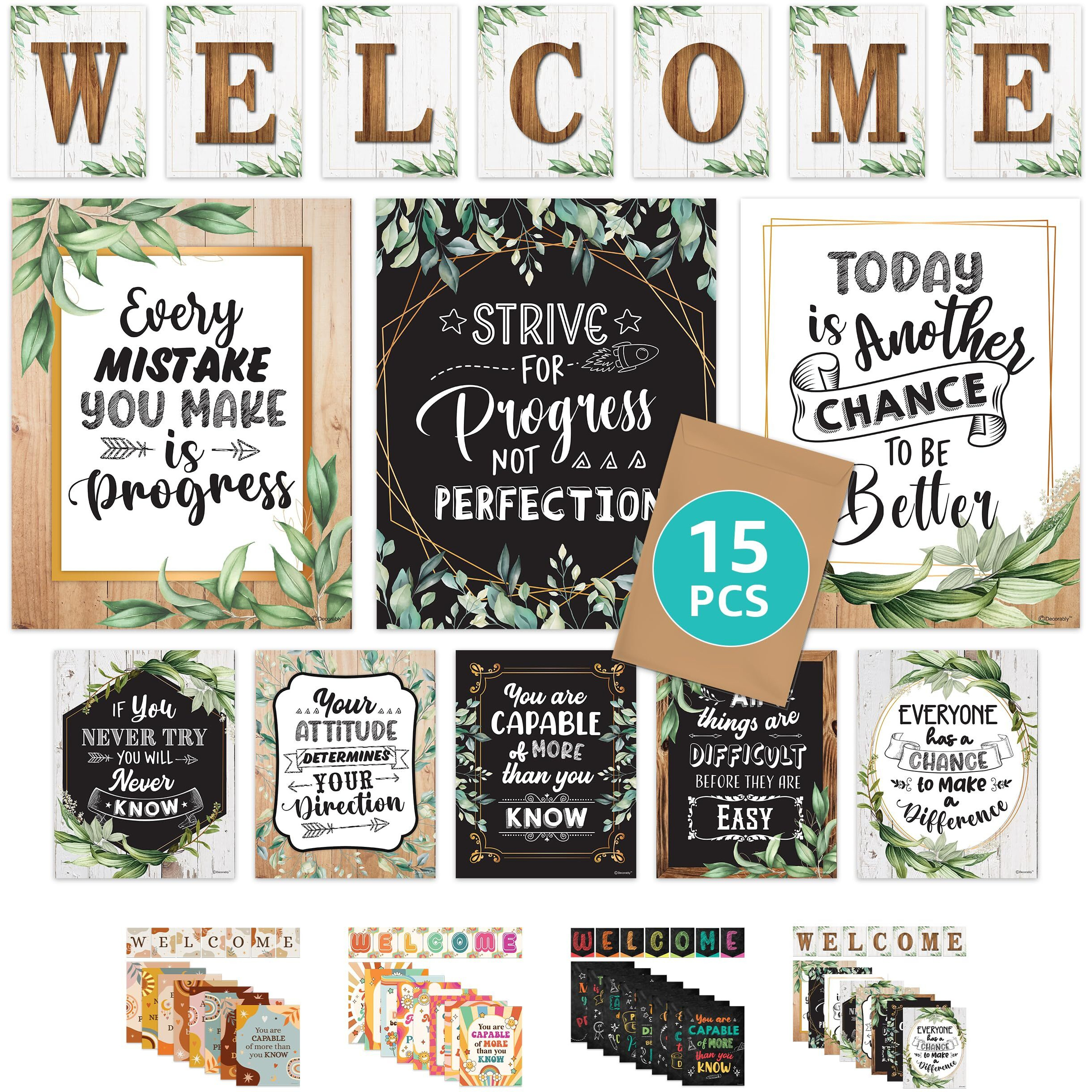 Decorably Welcome Posters For Classroom - 15 Modern Farmhouse Classroom Decor  Classroom Welcome Sign For Classroom  Farmhouse Teacher Decor For Classroom Farmhouse Decor  Welcome Classroom Sign