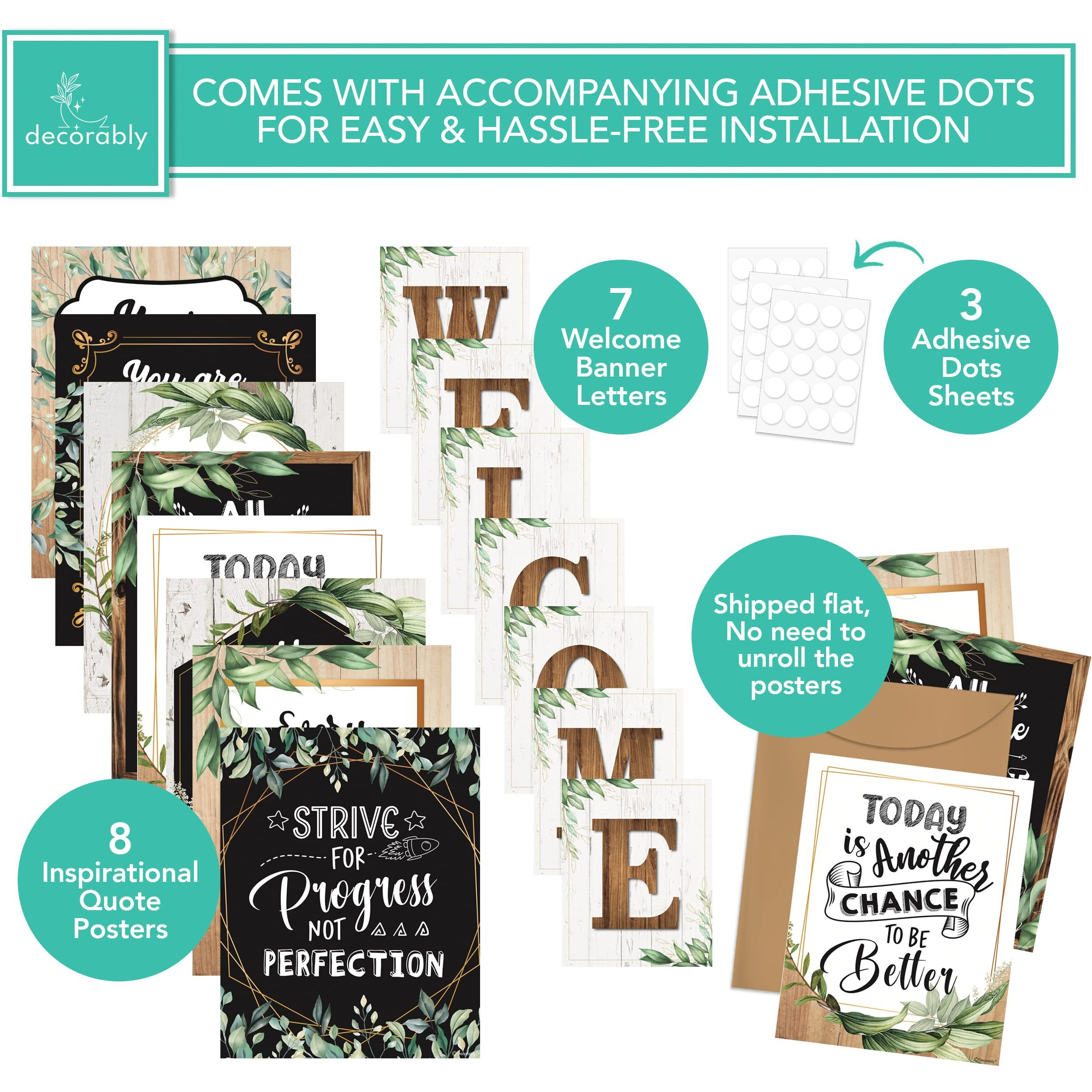 Decorably Welcome Posters For Classroom - 15 Modern Farmhouse Classroom Decor  Classroom Welcome Sign For Classroom  Farmhouse Teacher Decor For Classroom Farmhouse Decor  Welcome Classroom Sign
