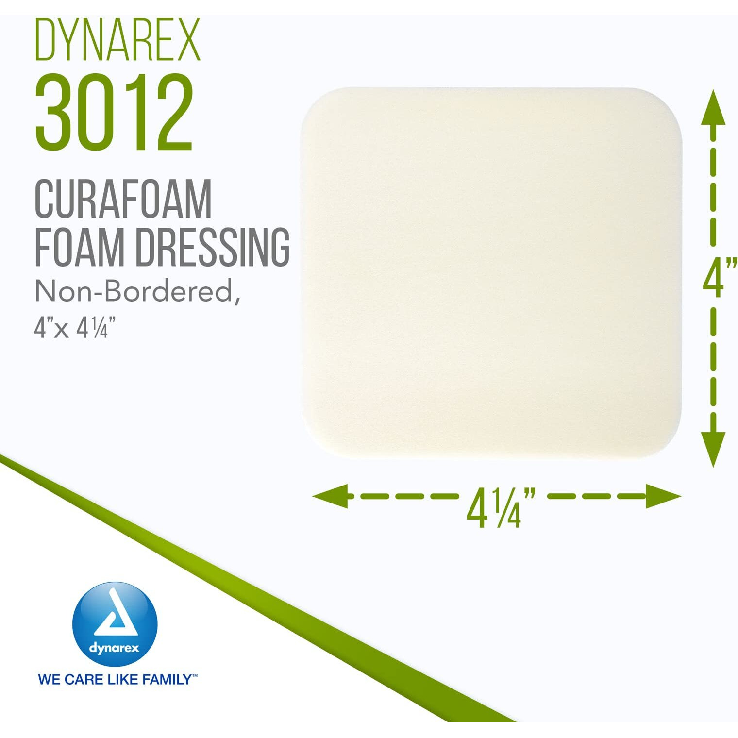 Dynarex 3012 Curafoam Foam Dressing  Non-Bordered  Sterile  Provides Cushioned And Moist Wound Care  4"" X 4.25""  Pack Of 10