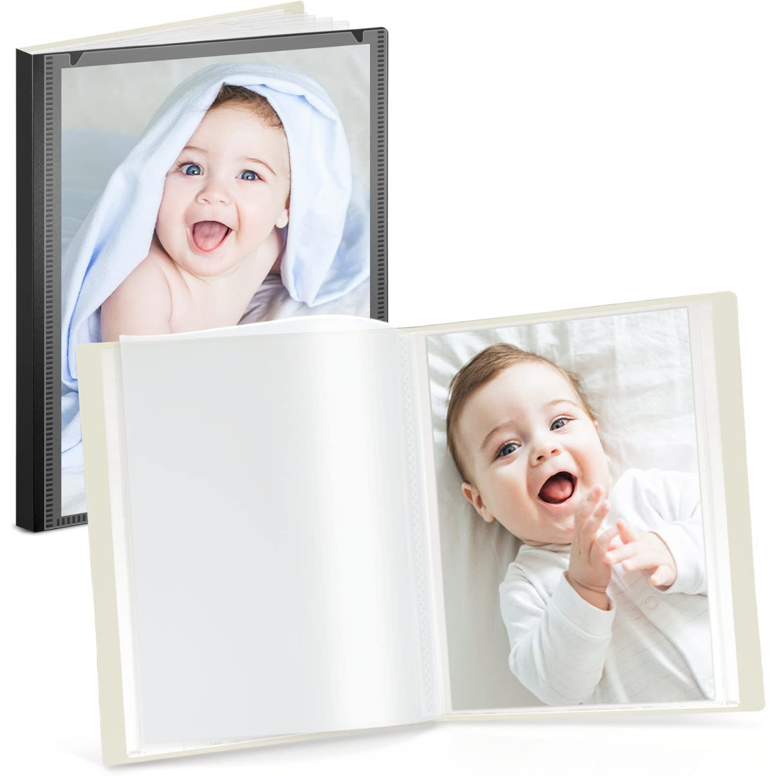 Cranbury Small Photo Album 5X7 (Black) - 2-Pack Plastic Photo Book  Each Shows 48 Pictures  Mini Picture Binder With Customizable Album Cover  Baby Photo Albums With 5 X 7 Photo Sleeves