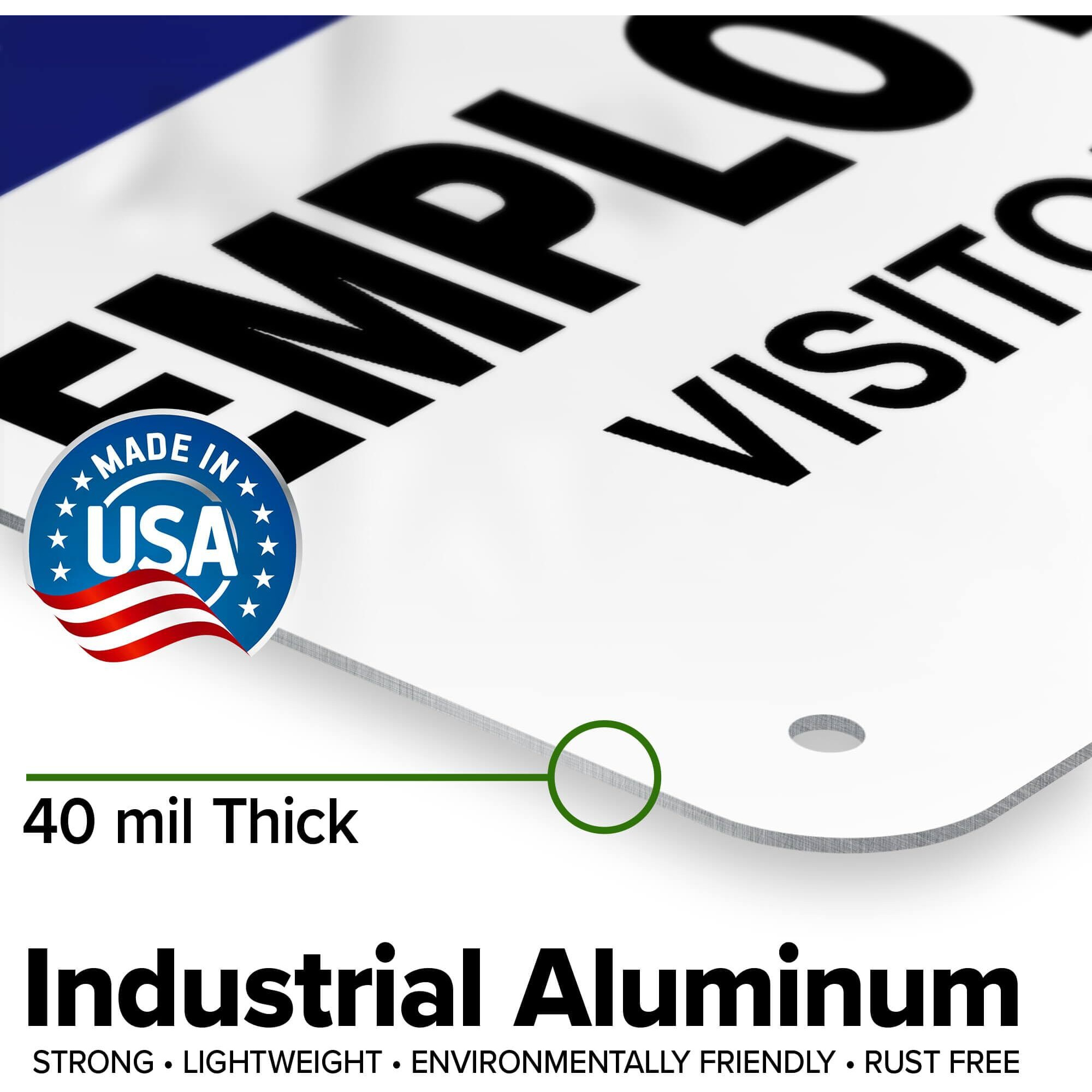 Employees Only Visitors Please Use Front Door Sign  7"" X 10"" 0.40 Aluminum  Fade Resistance  Indoor/Outdoor Use  Usa Made By My Sign Center