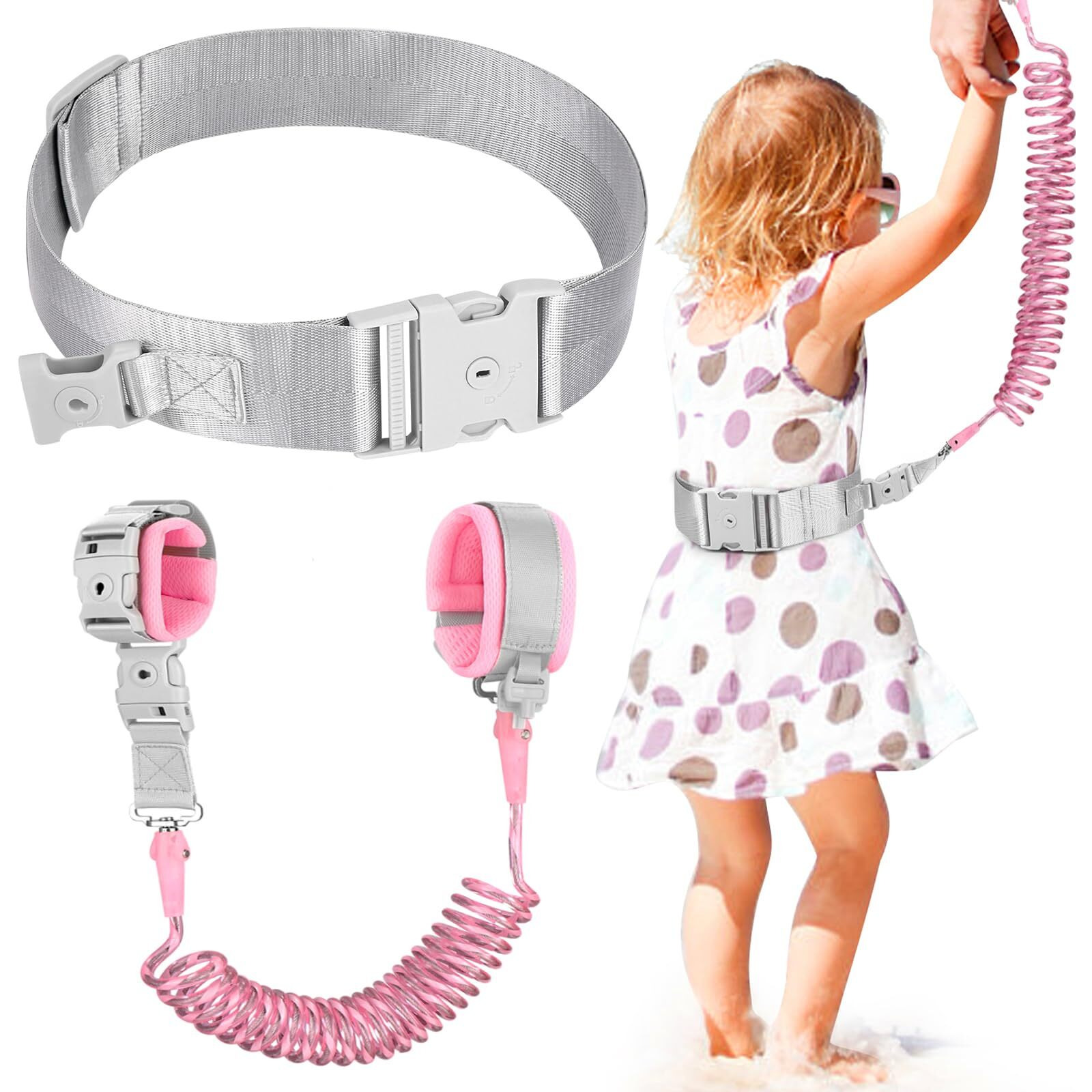 Accmor Reflective Toddler Belt Leash  Anti Lost Wrist Link For Baby  Kid Anti Lost Waist Band Child Leash With Lock For Babies Girls  Child Walking Harness Wristband Rope Tether For Outdoor Travel