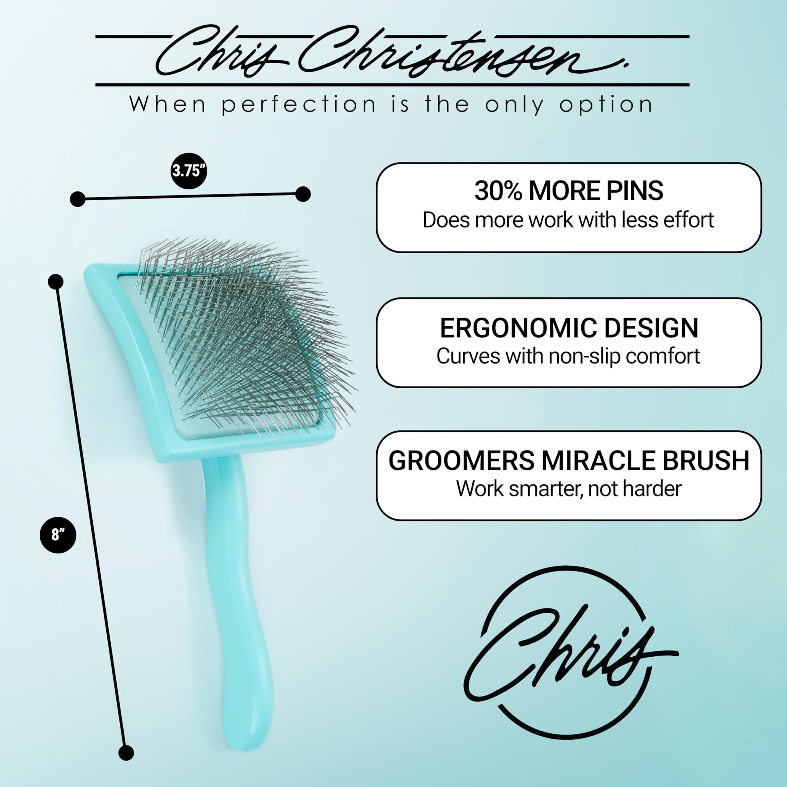 Chris Christensen Big G Dog Slicker Brush For Dogs (Goldendoodles  Labradoodles  Poodles)  Groom Like A Professional  Fluff Detangle Style  Saves Time Energy  Teal  Large