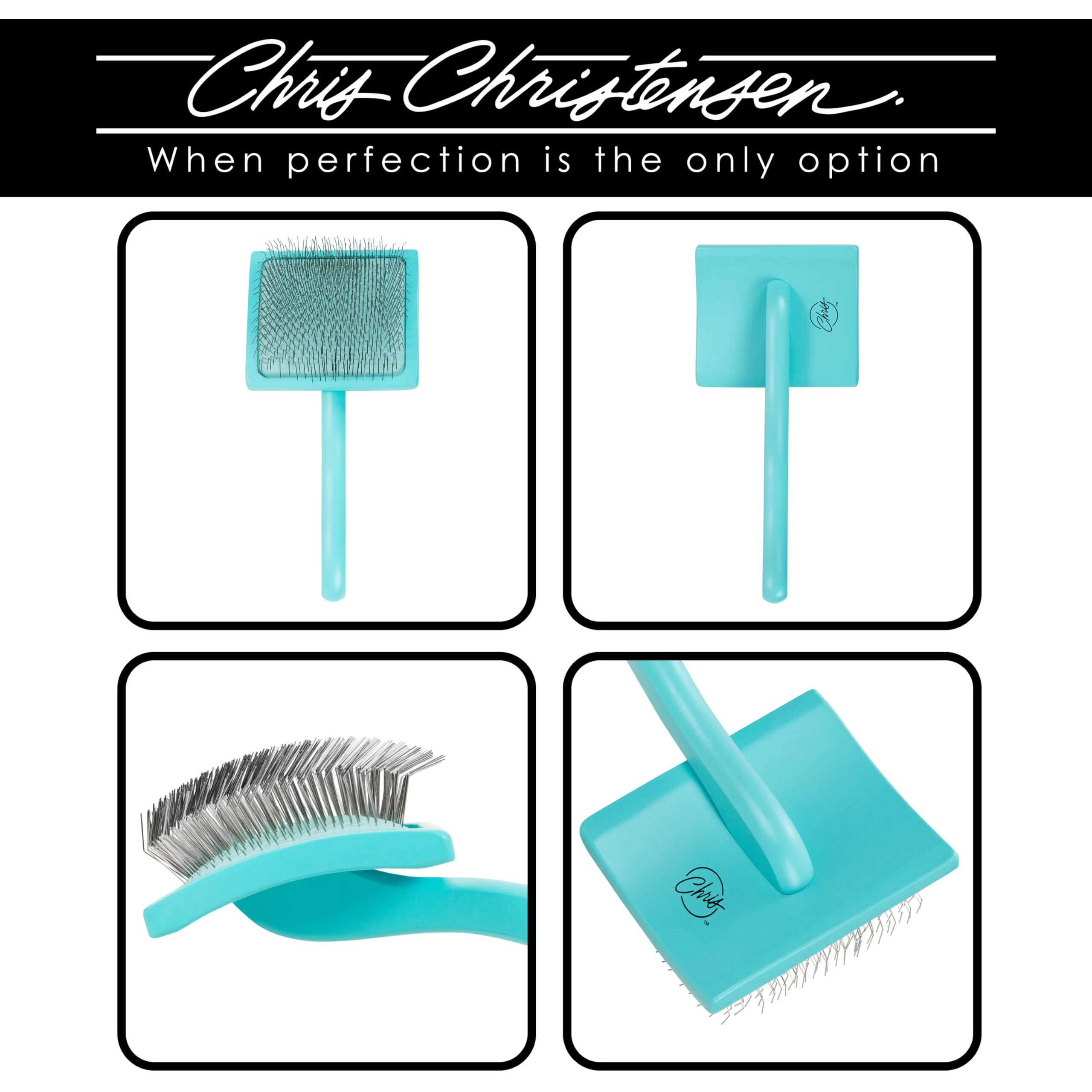 Chris Christensen Big G Dog Slicker Brush For Dogs (Goldendoodles  Labradoodles  Poodles)  Groom Like A Professional  Fluff Detangle Style  Saves Time Energy  Teal  Large