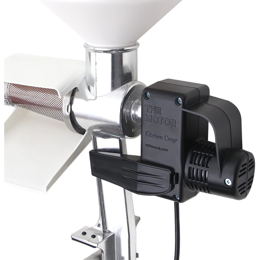 Johnny Apple Sauce Maker  Tomato Sauce Maker  Salsa  Pumpkin Puree  Remove Skins & Seeds From Produce  Model 250 Clamp Based Food Strainer With Electric Motor (Strainer + Motor + Accessories)