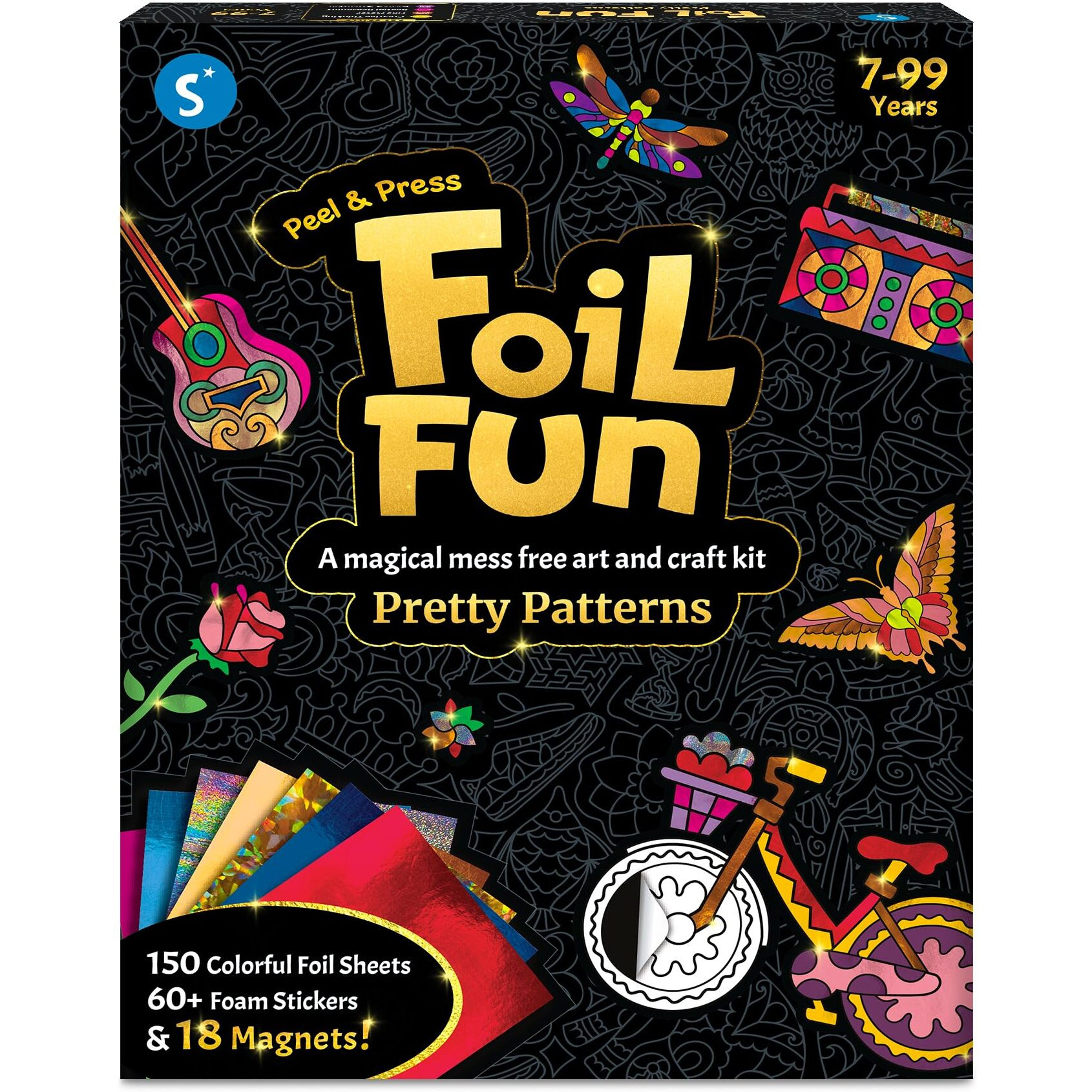 Skillmatics Art & Craft Activity - Foil Fun Pretty Patterns  Mess Free Art  Craft Kits  Magnets & Supplies  Diy Creative Activity  Gifts For Girls & Boys Ages 7  8  9  And Up