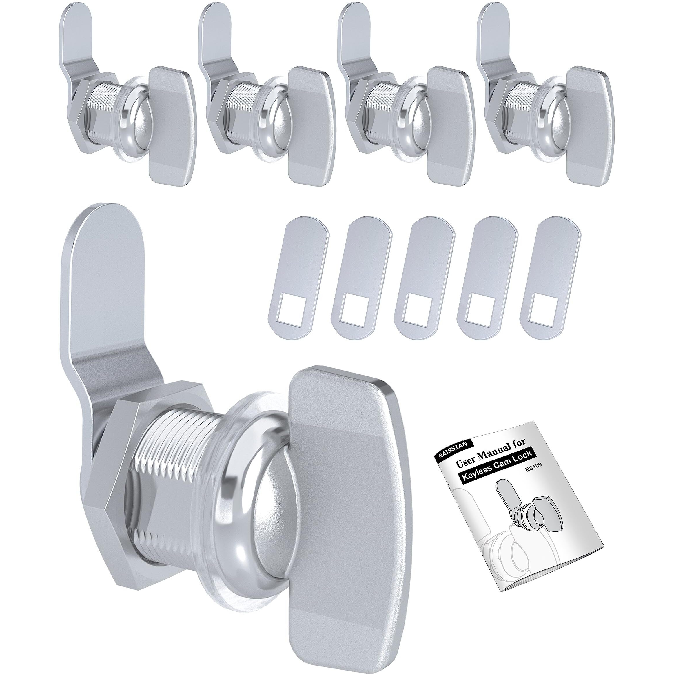 Naissian Rv Thumb Cam Lock Keyless Thumb Twist Operated  For Boat  Rv Storage Compartment Baggage Door  Outdoor Shower Lock Latch 7/8 Inch  Pack Of 5
