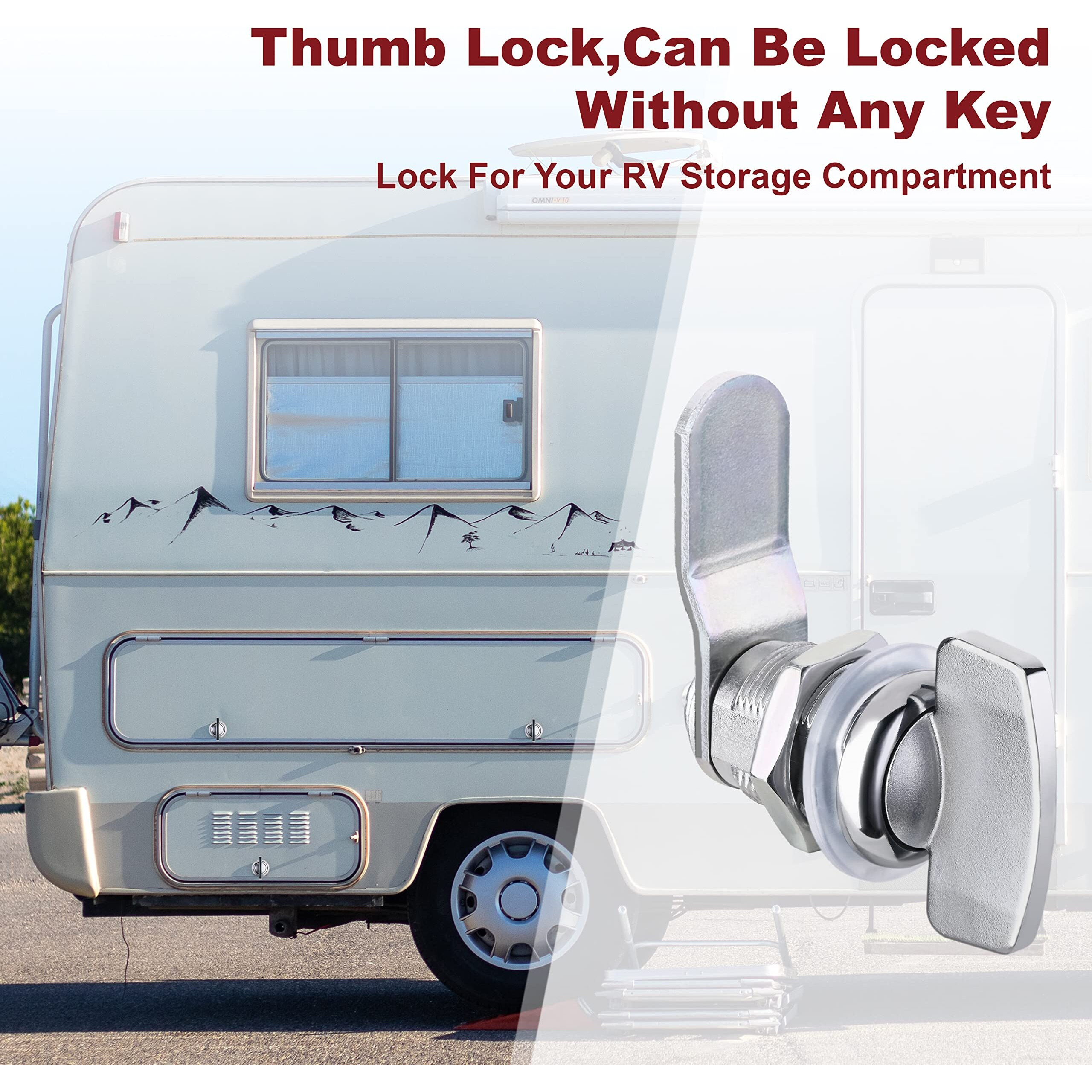 Naissian Rv Thumb Cam Lock Keyless Thumb Twist Operated  For Boat  Rv Storage Compartment Baggage Door  Outdoor Shower Lock Latch 7/8 Inch  Pack Of 5