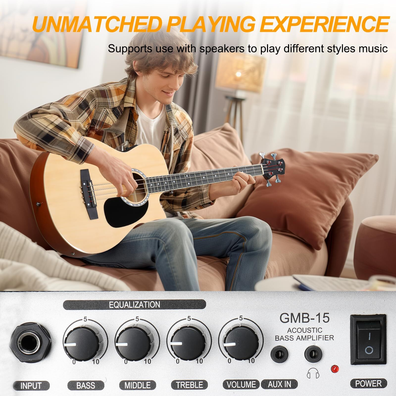 Ktaxon 4 String Acoustic Bass Guitar  Full Size Bass Guitar Kit With Portable Guitar Bag  Premium Cable  Wrench  Strap  Plectrum (Natural)