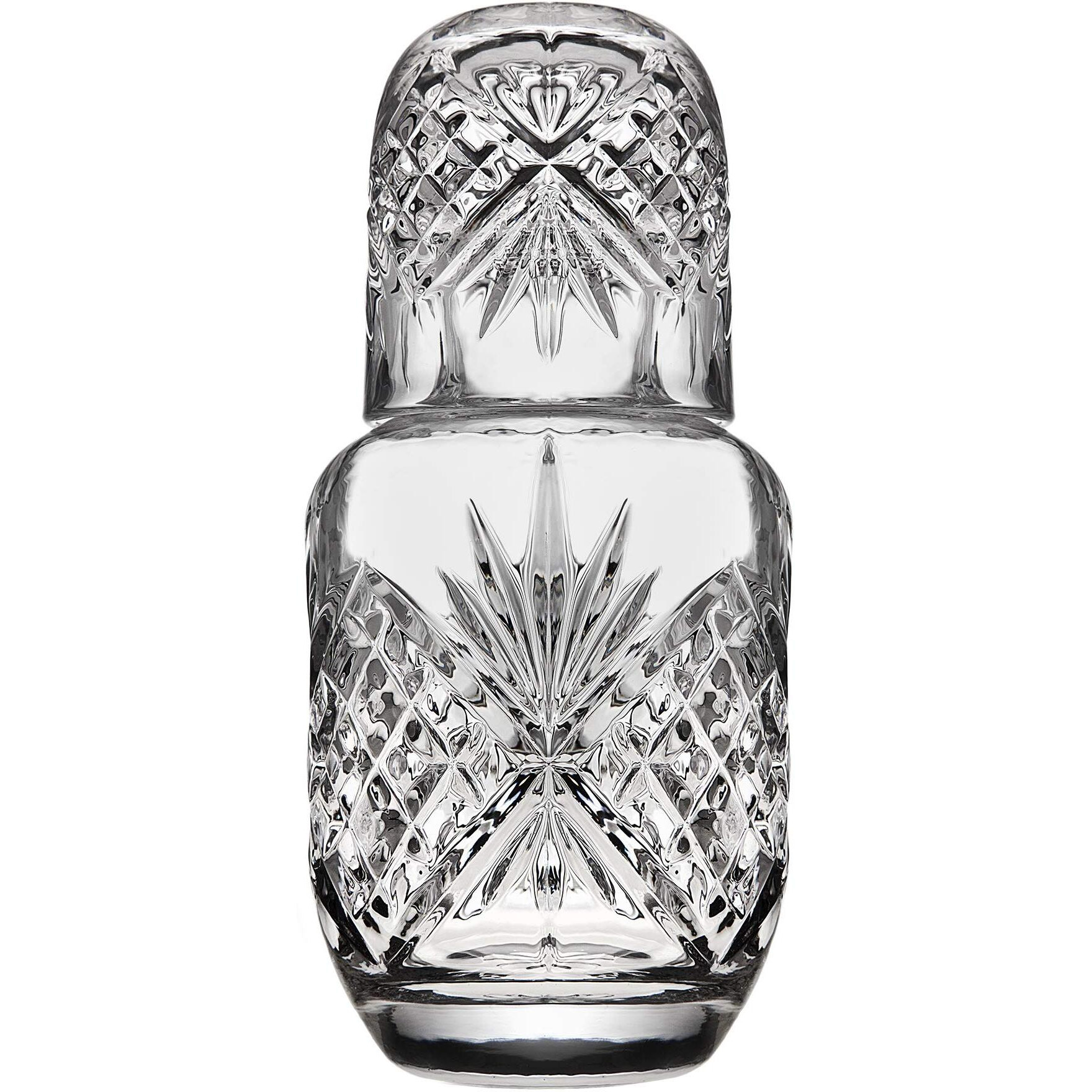 Lefonte Crystal Bedside Night Carafe Pitcher And Water Glass Tumbler Set  Bedroom Nightstand Water Pitcher And Cup Set