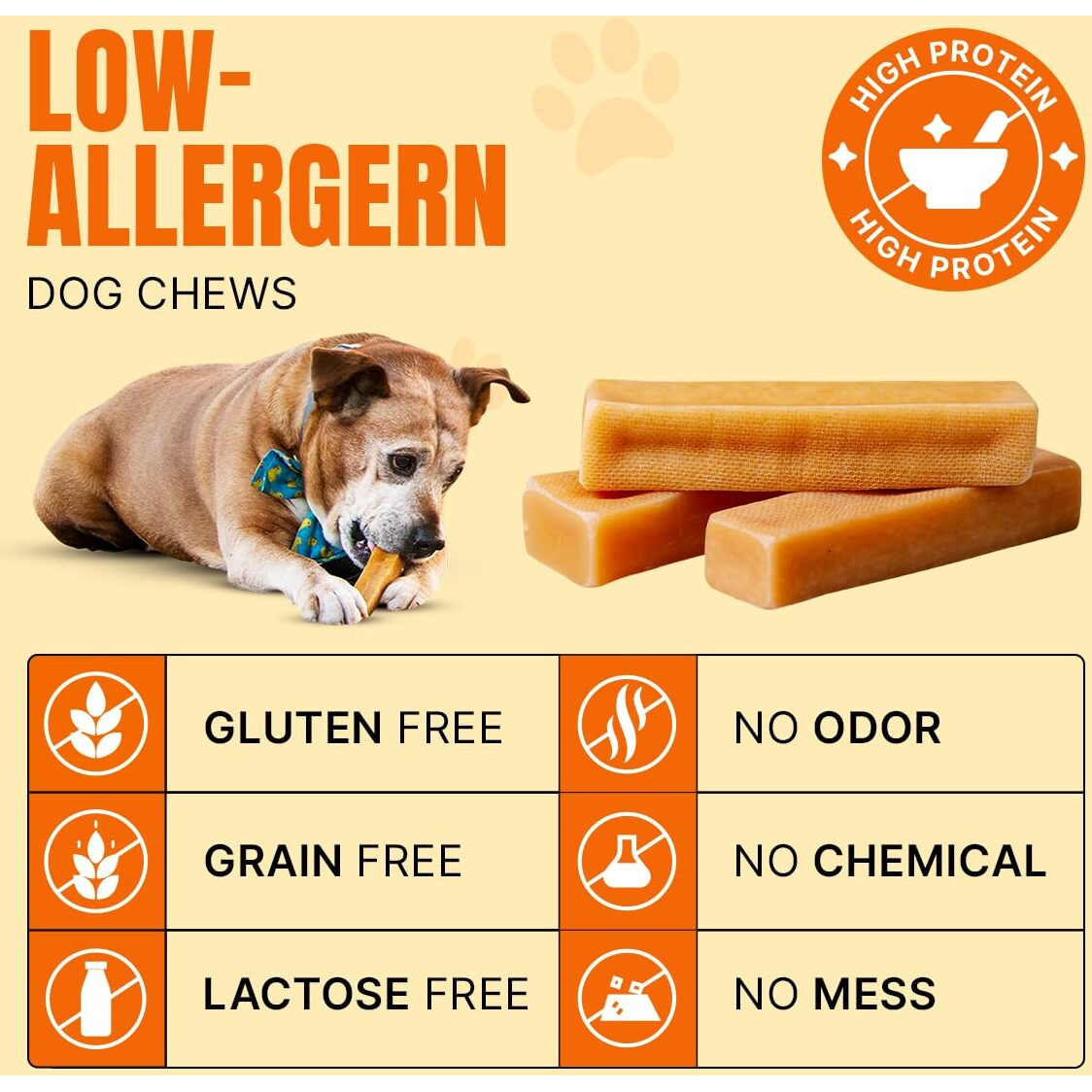 Tibetan Dog Chew Yak Cheese Sticks - Natural Handmade Treats For Large Dogs  Long-Lasting  Easy To Digest With No Additives  Rawhide  Grains  Or Gluten  Perfect For Aggressive Chewers  5 Chews