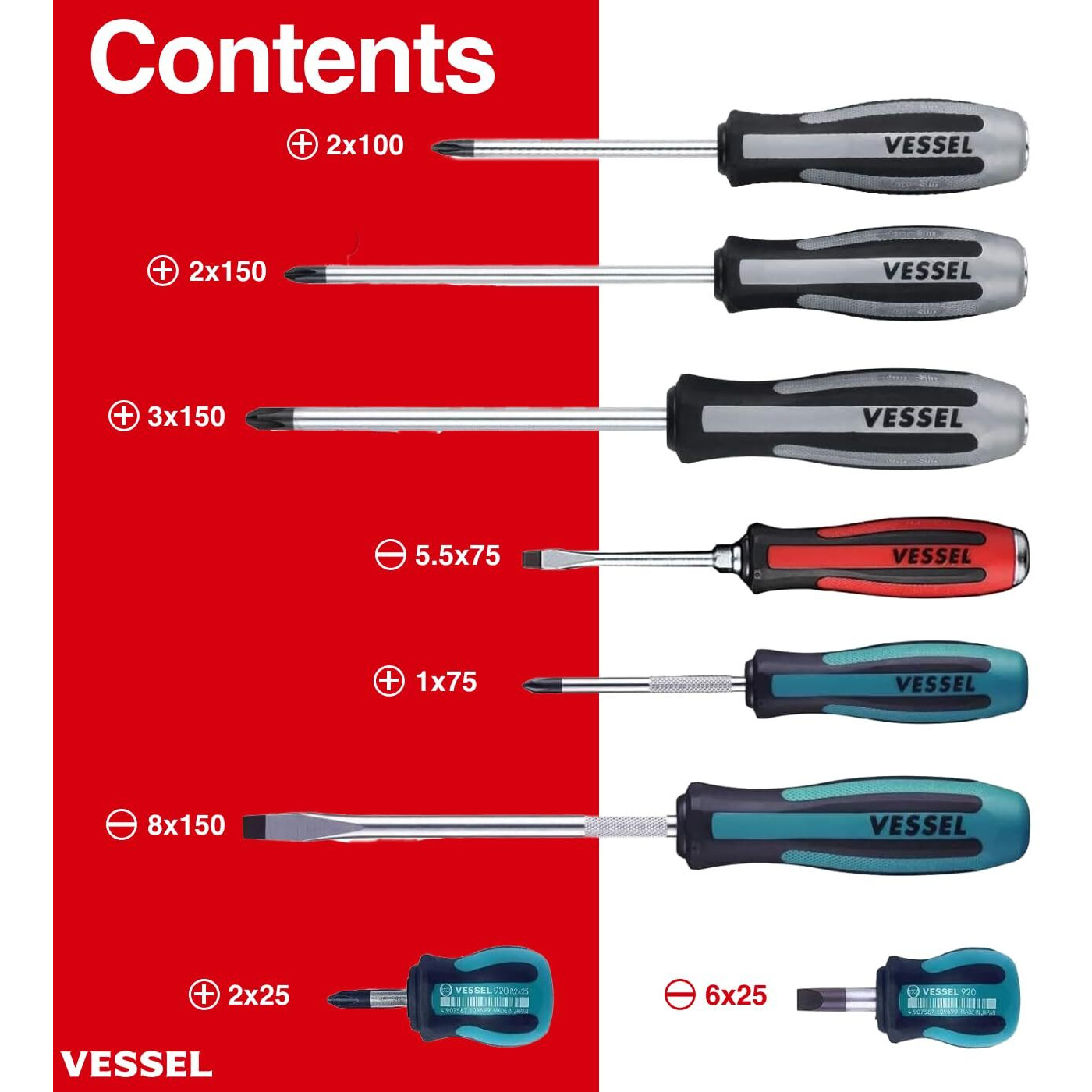Vessel Megadora Impacta Screwdriver (8 Pcs Set)