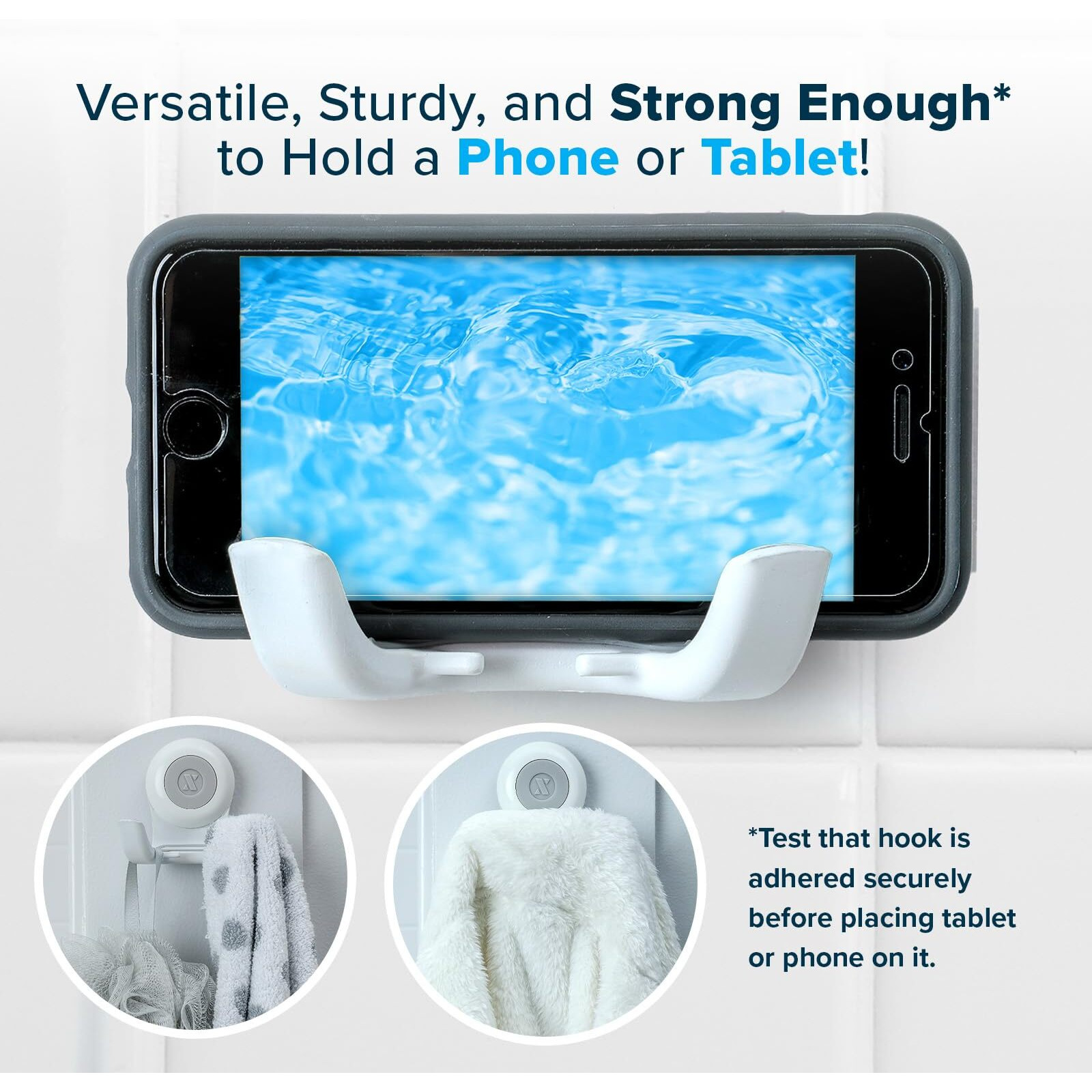 Slipx Solutions Patented On The Dot Power Lock Suction Cup Hook  Razor Holder & Phone Cradle (Perfect For Shower & Mirror  Holds 11 Lbs)  No-Drilling  No Tools  Rust-Proof  Waterproof  Removeable