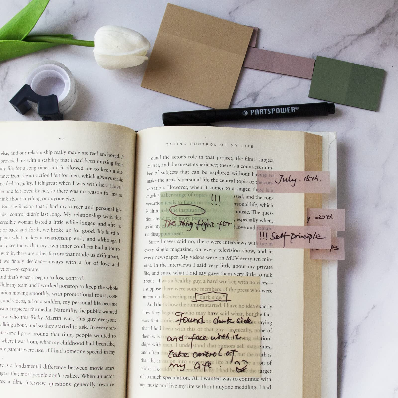 Partspower Transparent Pastel Sticky Notes  Clear Sticky Tabs - Translucent Page Flags Book Markers  Perfect For Reading Annotating  Bible Journaling School Study Office School Supplies