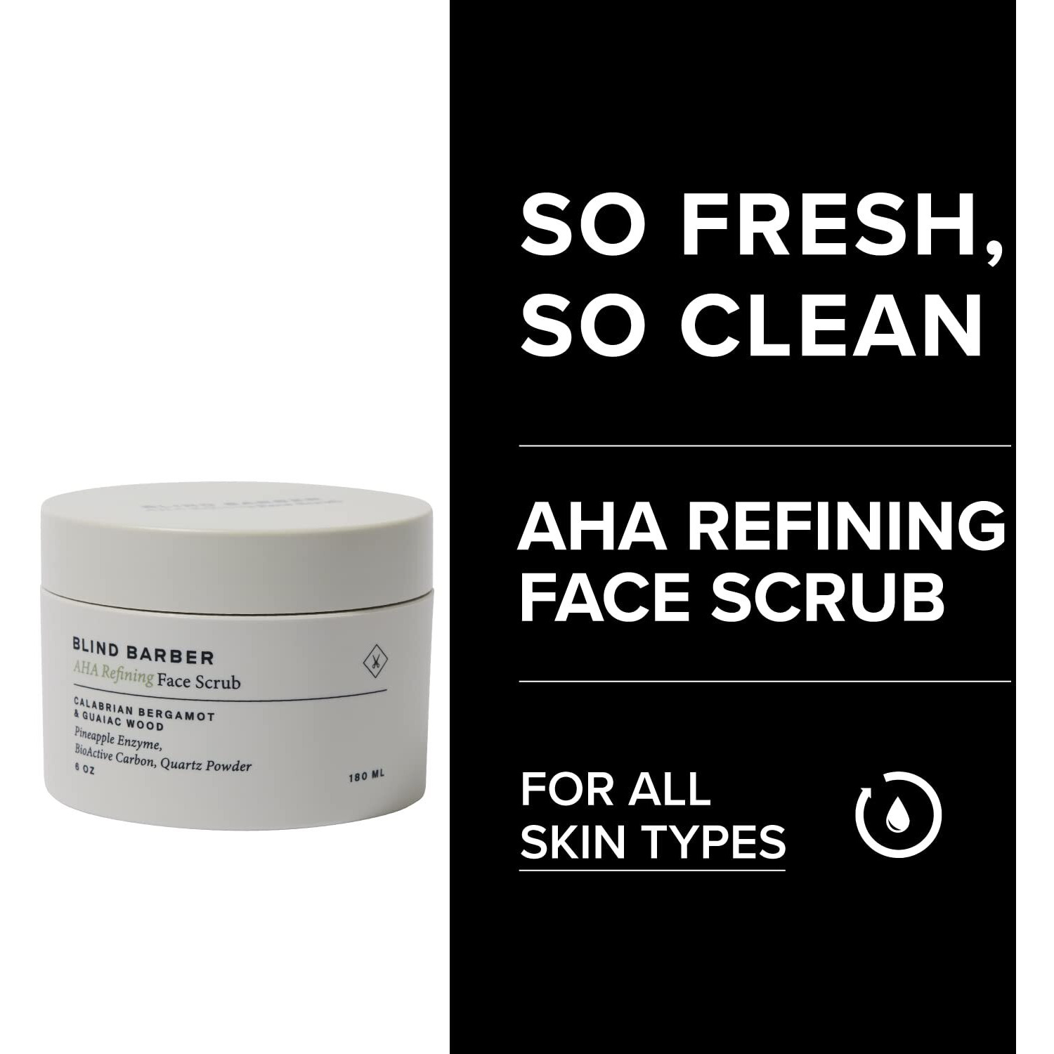 Blind Barber Aha Exfoliating Face Scrub - Daily Exfoliating Face Wash For Men - Scrub Away Dirt & Excess Oil  Clear Clogged Pores & Smooth Skin Texture - Facial Scrub With Quartz Powder (6 Oz)