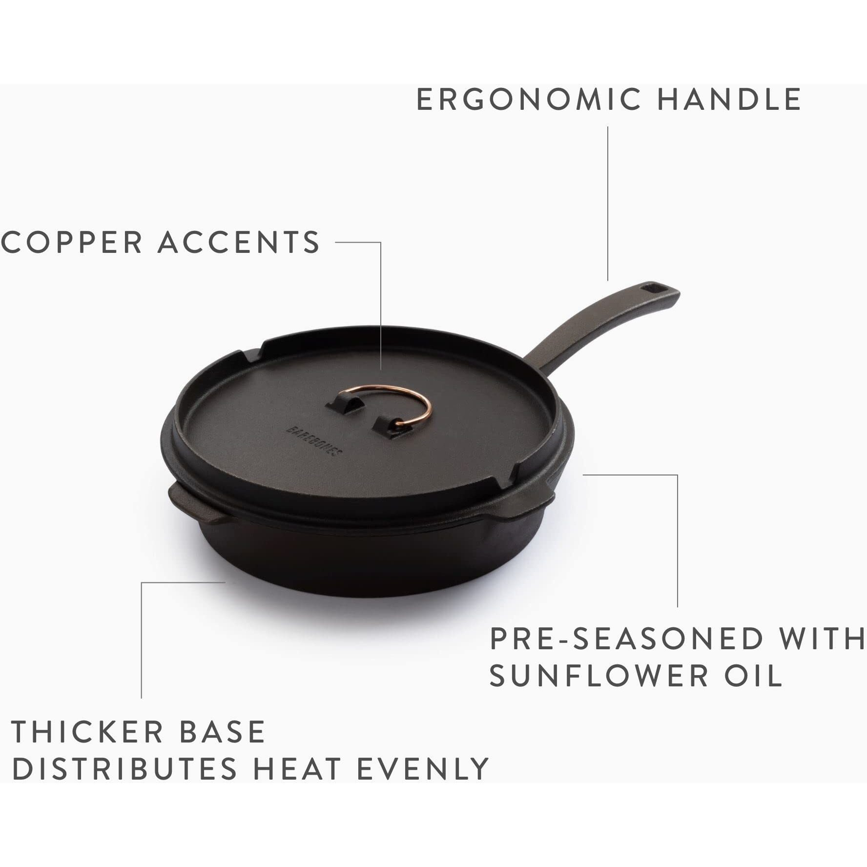 Barebones 10-Inch All-In-One Cast Iron Skillet Set- Skillet With Cast Iron Dutch Oven Style Lid - Camping Cookware Set