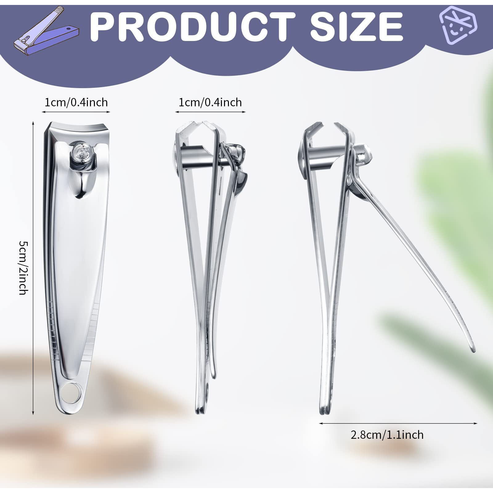 Hestya 300 Pieces Nail Clippers Bulk Stainless Steel Clipper Bulk Flat Toenail Clippers Portable Sturdy Nail Cutter Manicure Trimmer Curved Edge Pedicure For Men Women Toe Travel