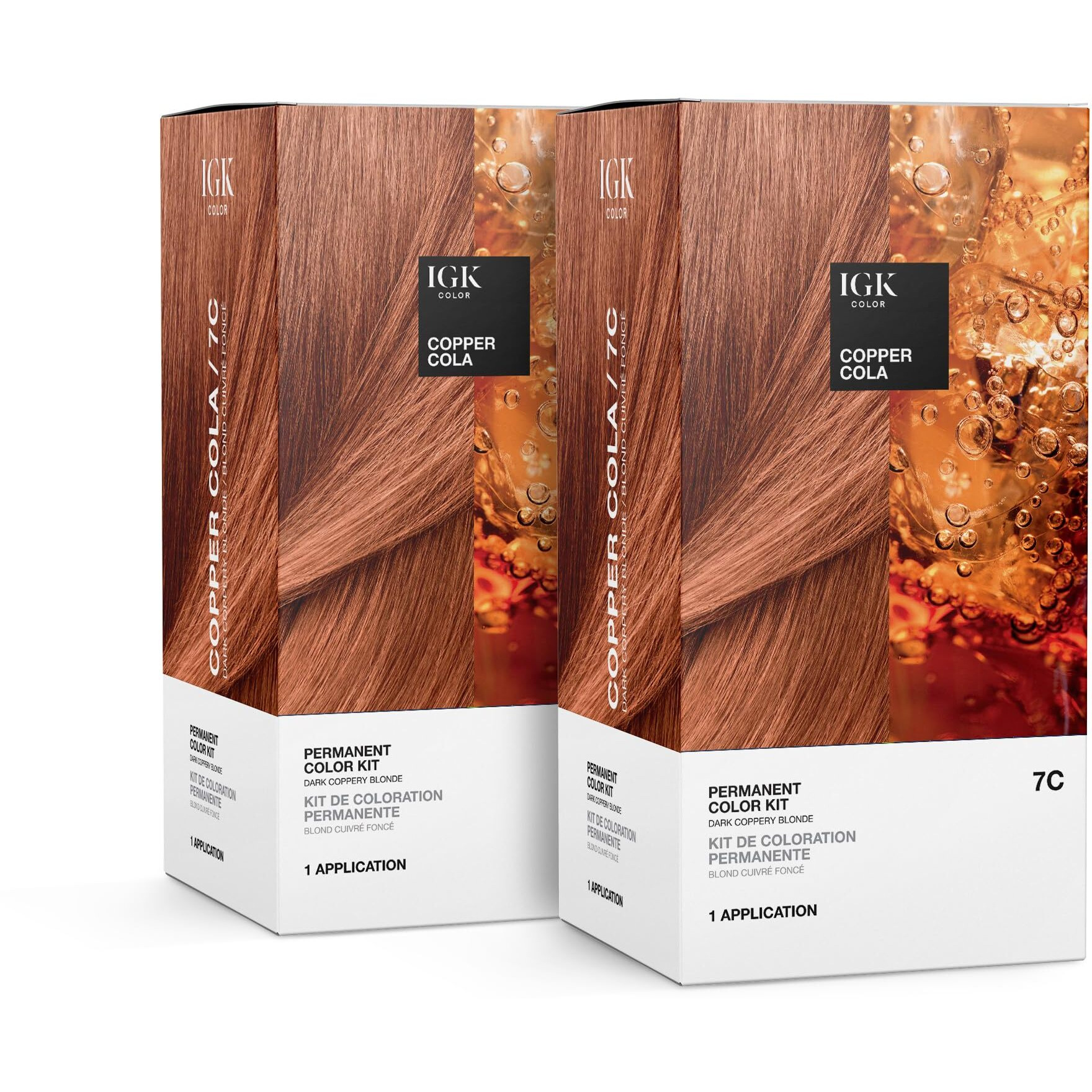 Igk Permanent Color Kit (2-Pack) Copper Cola - Dark Coppery Blonde 7C | Easy Application + Strengthen + Shine | Vegan + Cruelty Free + Ammonia Free |