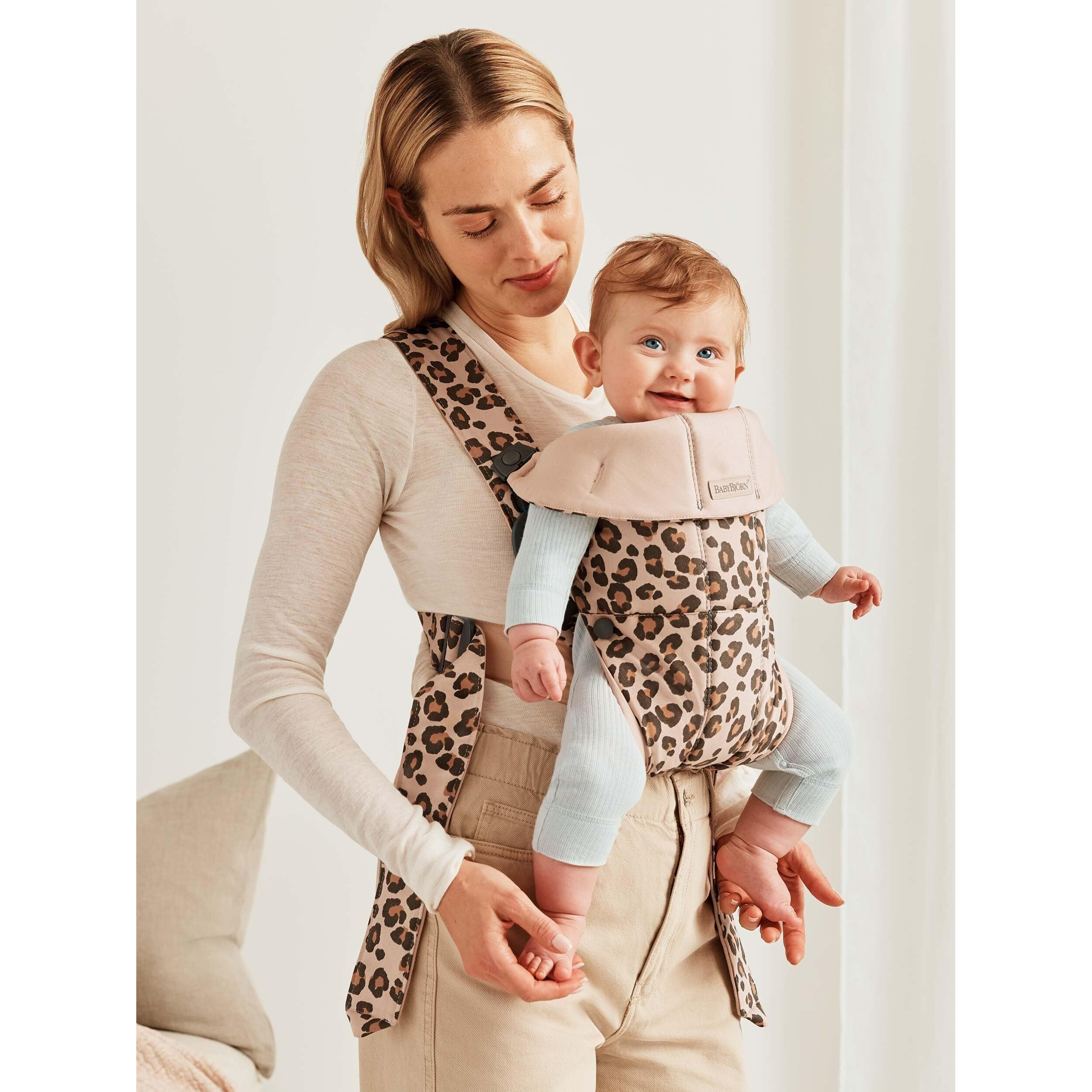 Babybjrn Baby Carrier Mini  Cotton  Beige/Leopard  1 Count
