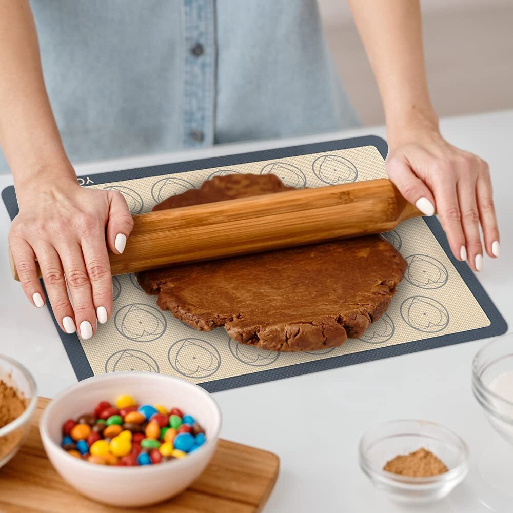 Yofone Silicone Baking Mats  Macaron Baking Mat With Kit Sets  6 Piping Tip  2 Piping Bag And 2 Bag Tie - Reusable Non Stick Liners  2-Pack Silicone Mats