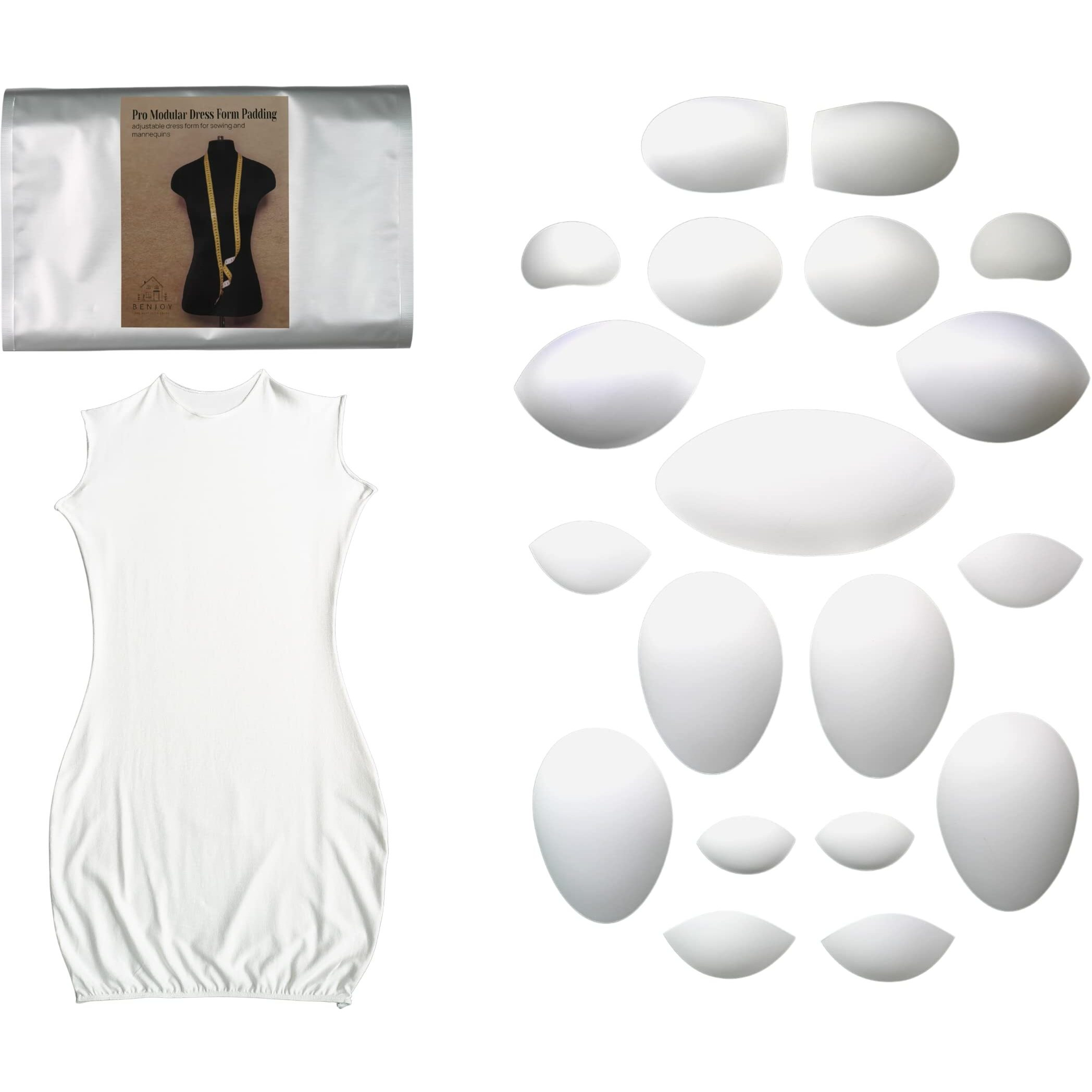 Pro Modular Dress Form Padding Regular Size Kit (20 Pieces) - Adjustable Body Form Padding Set For Sewing And Mannequin - Adult Female Dress Padding - Dress Making And Tailoring Accessories