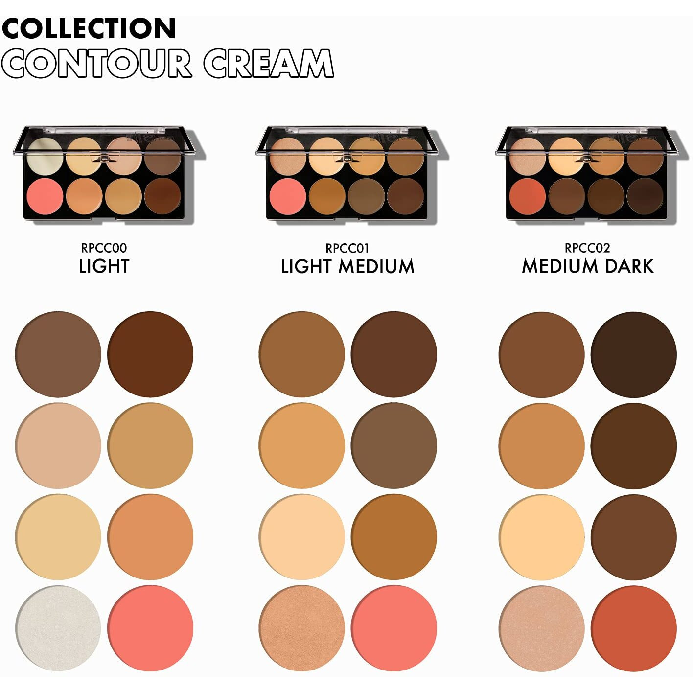 Ruby Kisses 3D Cream Contour Artist Set 3 Pack (Light  Light Medium  Medium Dark)