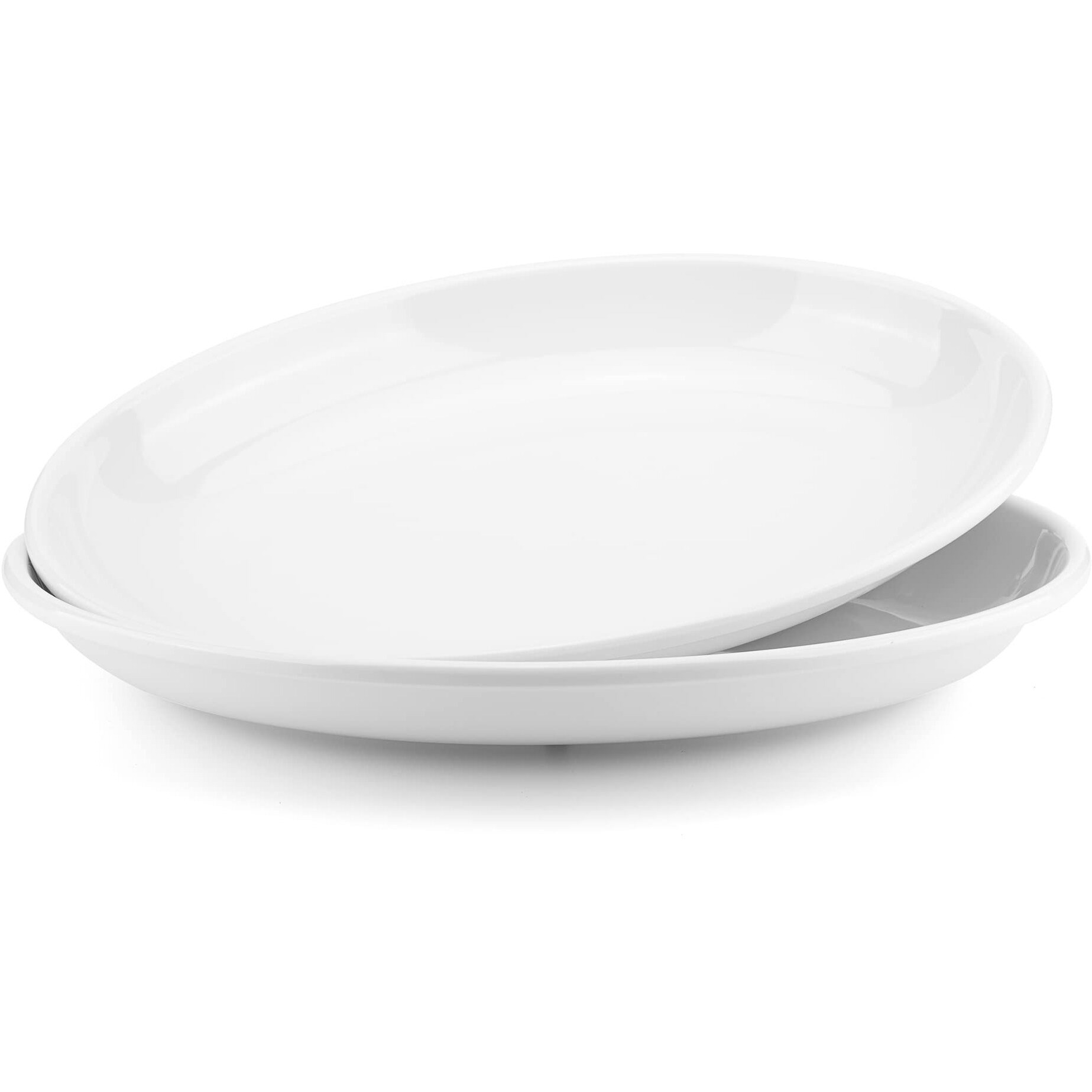 Koxin-Karlu Melamine Large Serving Platter  16-Inch Oval Serving Plates  White Serving Tray For Entertaining Party  100% Melamine Serving Dish For Appetizers Meat Food  Set Of 2