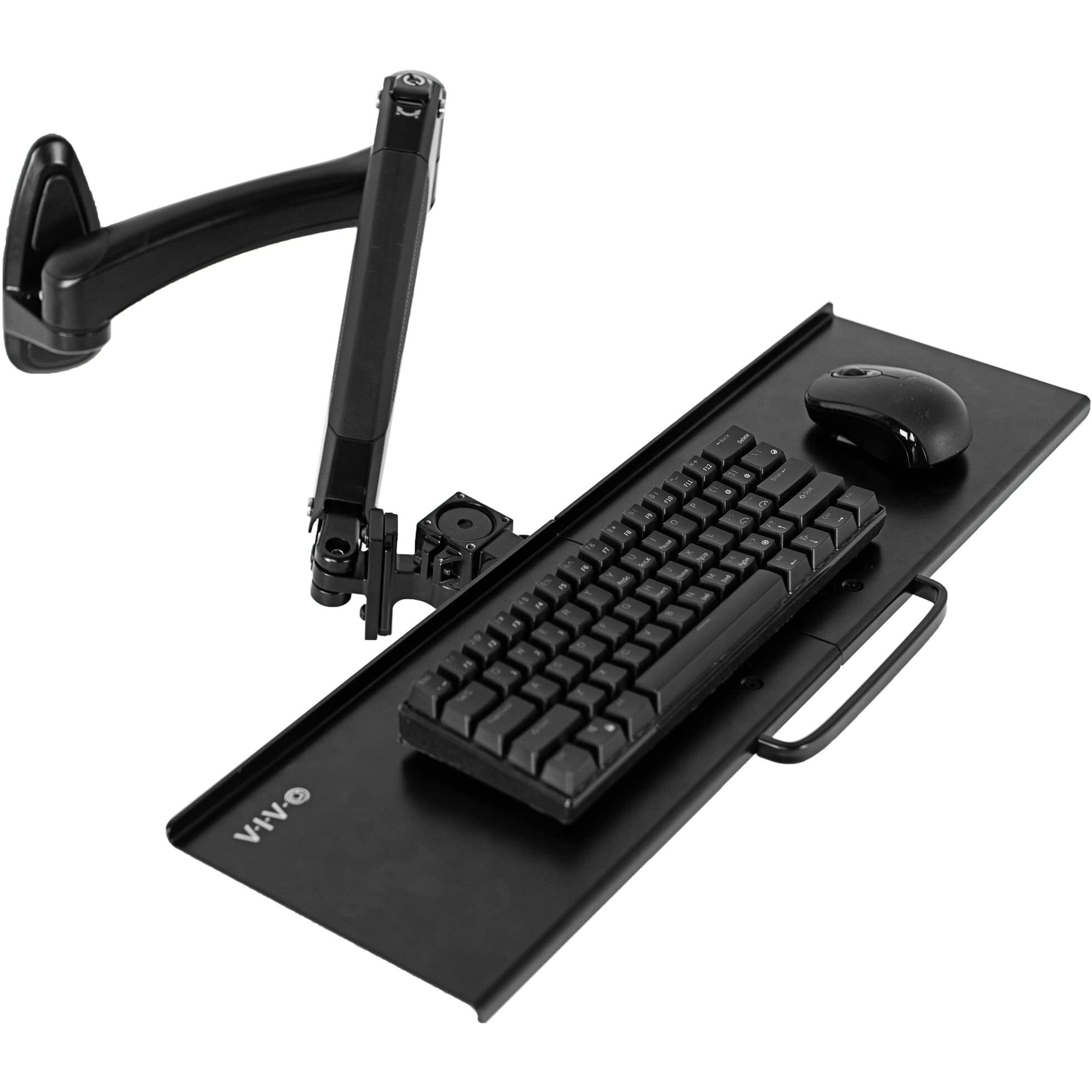 Vivo Sit-Stand 24 Inch Pneumatic Spring Keyboard And Mouse Tray Wall Mount  Counterbalance Height Adjustable Typing Platform  Ergonomic Tilt  Neutral Writing Position  Black  Mount-Kb35A