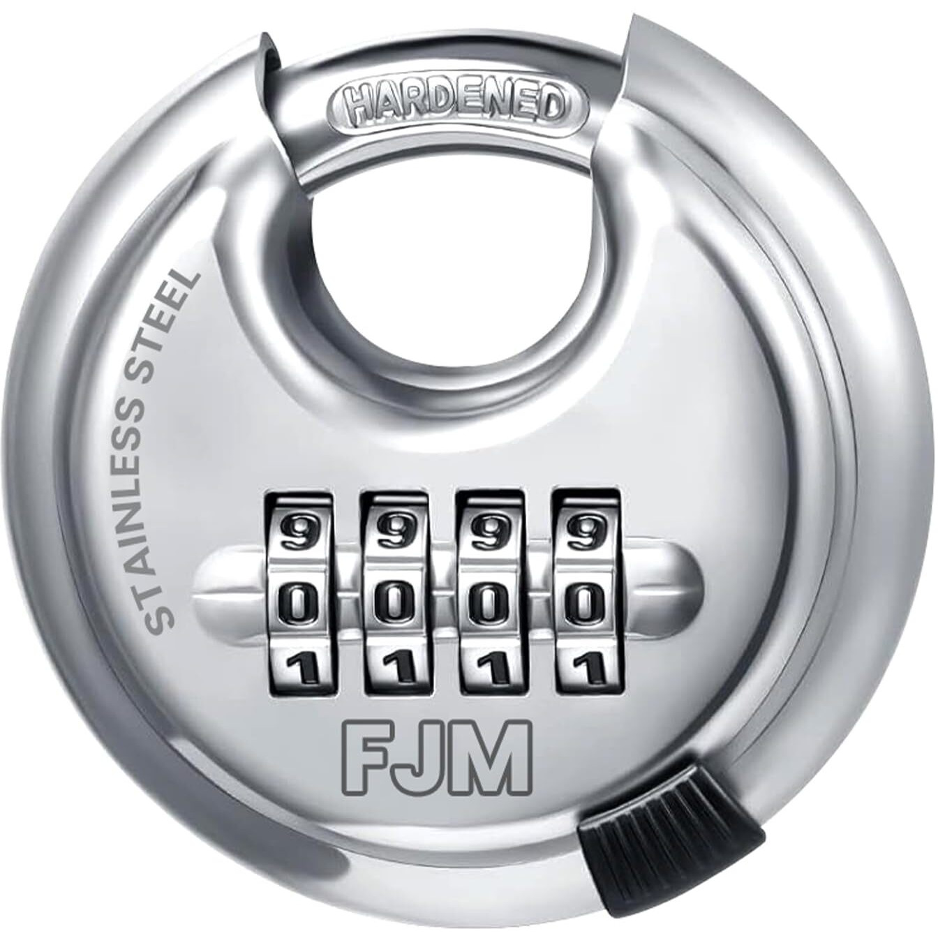 Sx-790 4-Dial Combination Disc Padlock  High Security Combination Lock  Indoor  Outdoor Storage Cabinet Padlock  Durable Locker Lock  For Home Improvement  With Shielded Hardened Steel Shackle  Chrome