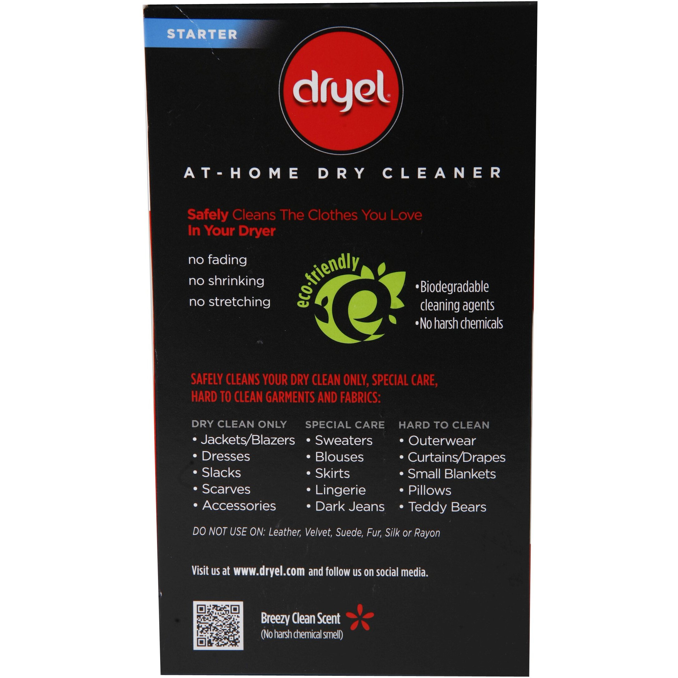 Dryel At-Home Dry Cleaning Starter Kit With Bag  Breeze Clean Scent 1 Kit