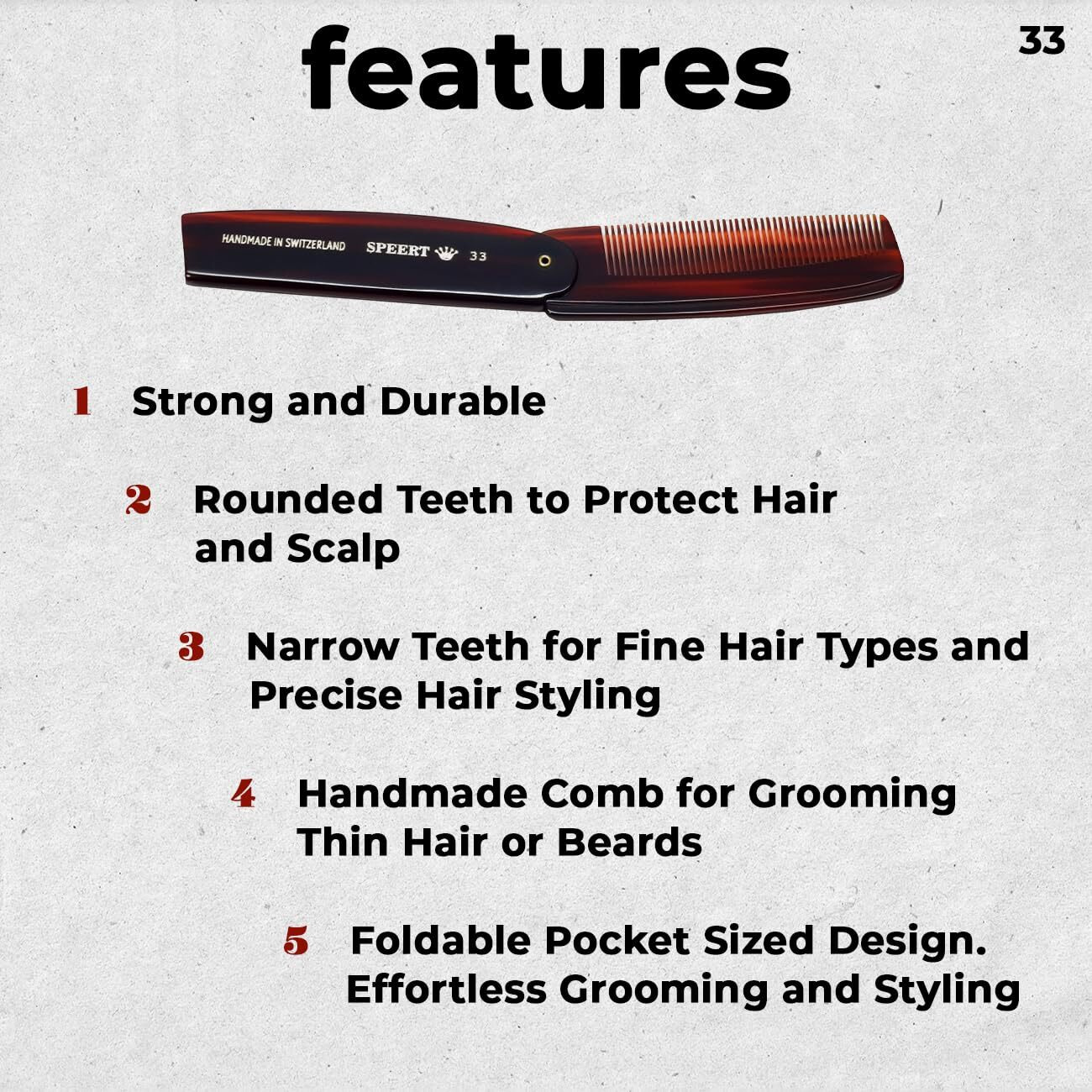 Speert 33 Handmade Narrow Tooth Comb Tortoise Havana Acetate Fine Straight Thin Detangling Parting Grooming Teasing Hair Styling Hairdresser Barber Hairdressing Wet Dry Pocket Travel Women Men Kids