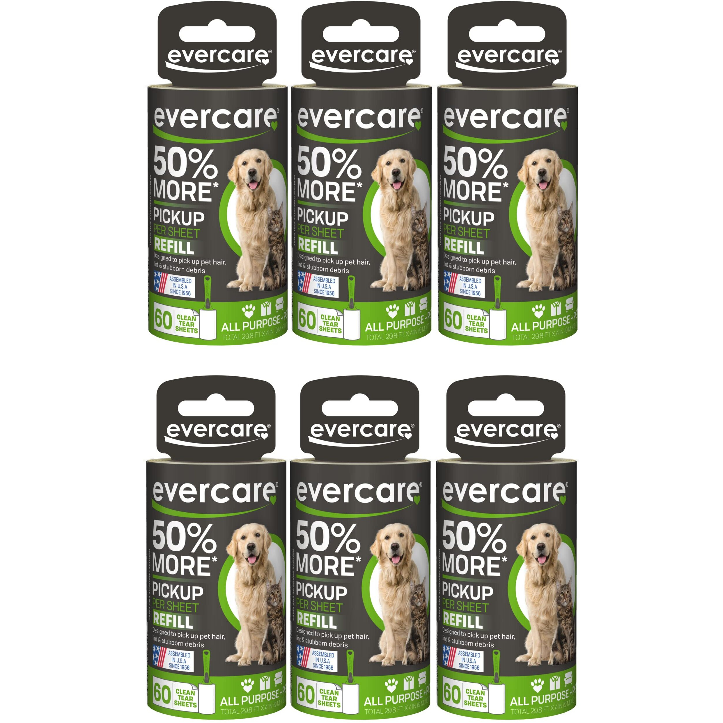 Evercare Extra Sticky Pet Lint Roller Refill 60 Sheets  6-Pack