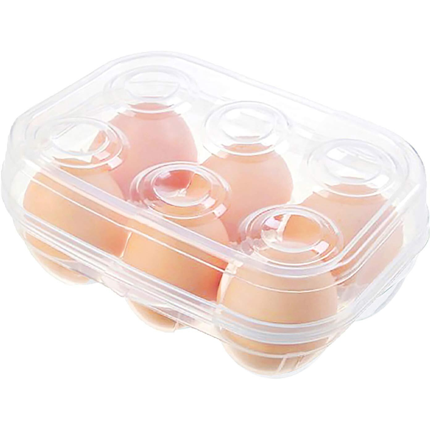 Yoha Clear Egg Storage Box Delicate 6 Girds Egg Dispenser Holder Case Refrigerator Crisper Camping Picnic Travel Portable Egg Carriage Clear-6