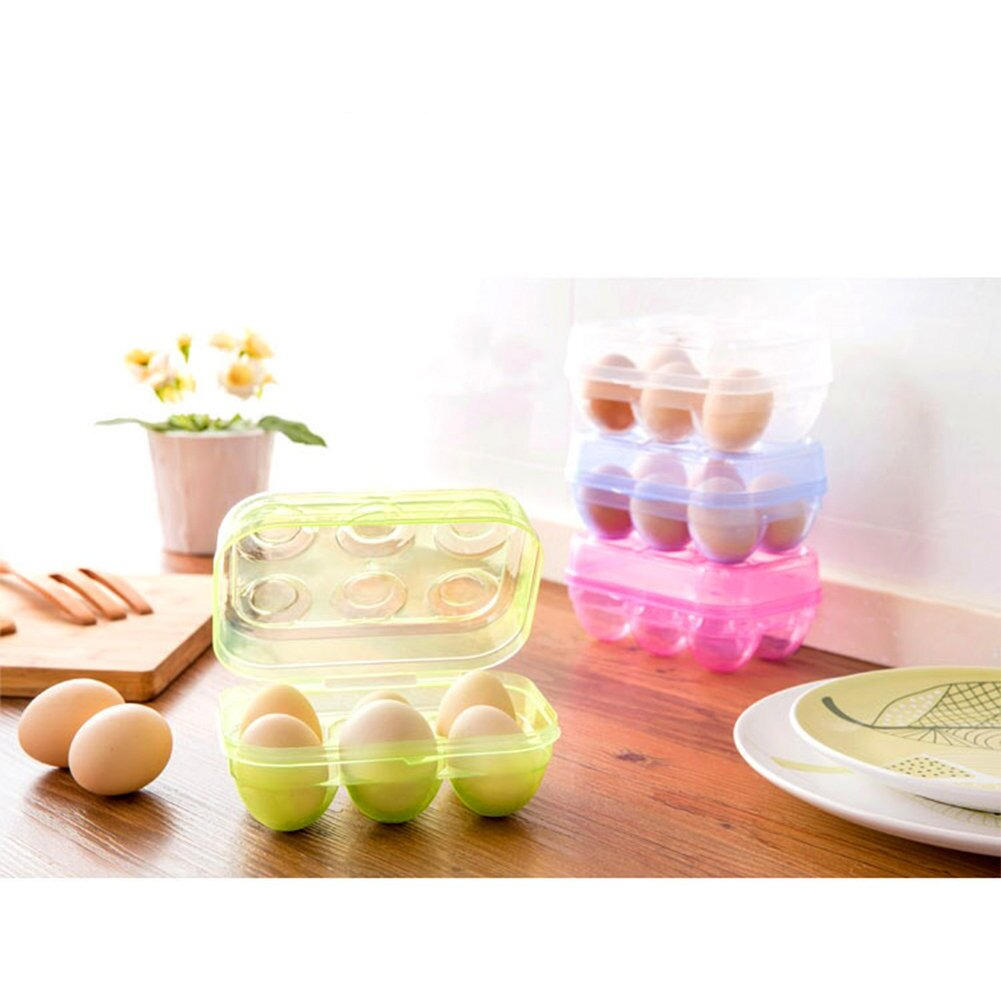 Yoha Clear Egg Storage Box Delicate 6 Girds Egg Dispenser Holder Case Refrigerator Crisper Camping Picnic Travel Portable Egg Carriage Clear-6