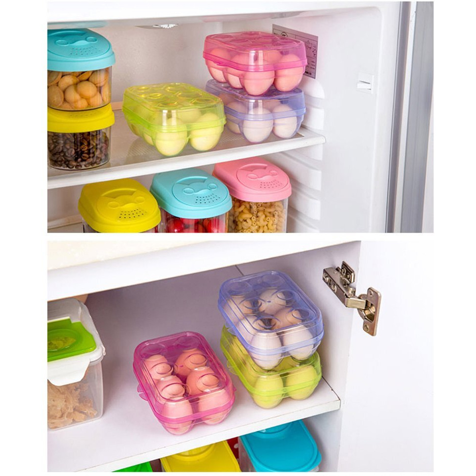 Yoha Clear Egg Storage Box Delicate 6 Girds Egg Dispenser Holder Case Refrigerator Crisper Camping Picnic Travel Portable Egg Carriage Clear-6