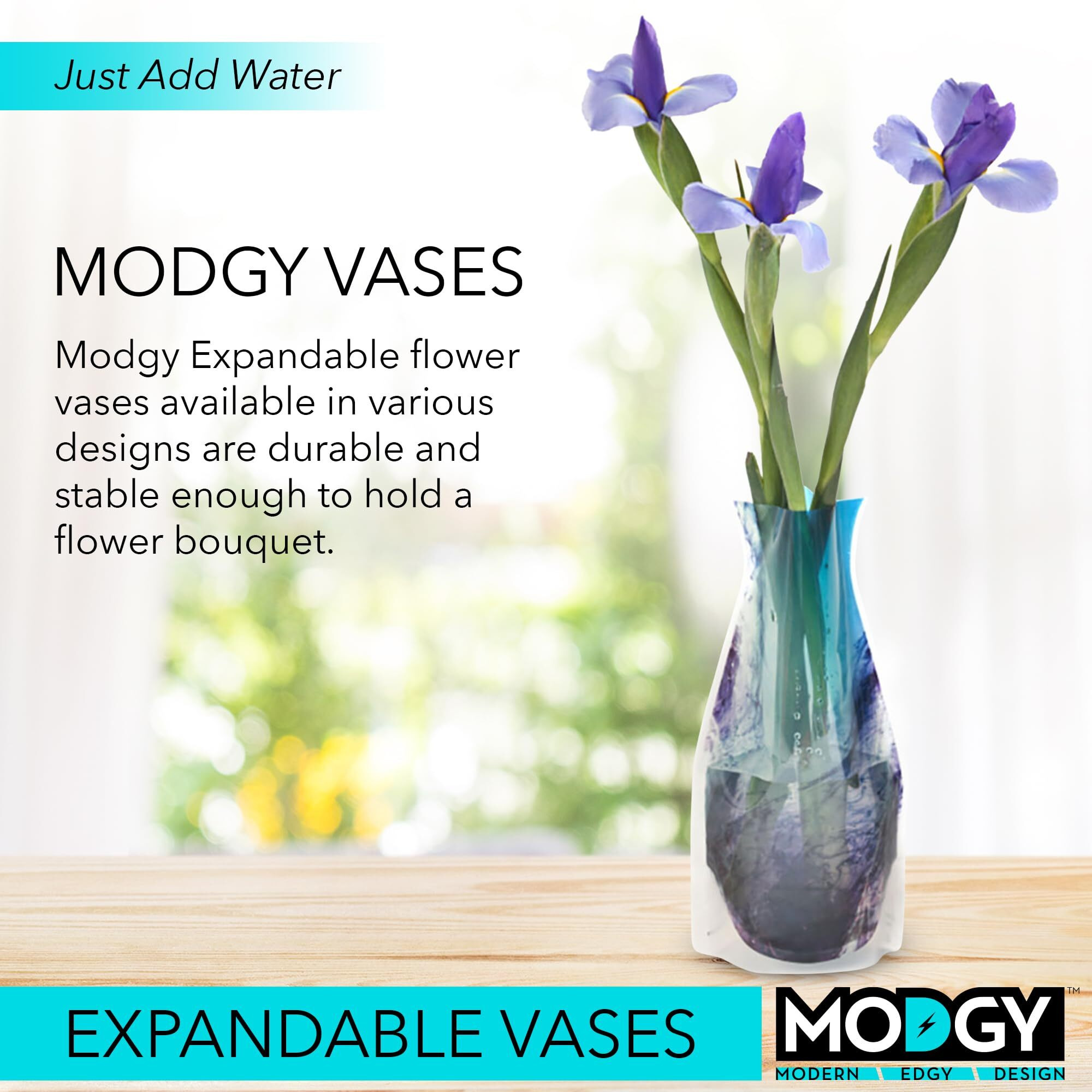 Modgy Expandable Flower Vase Plastic Decorative Modern Vases For Flowers Centerpieces Dining Table Decor Living Room Bathroom Wedding Office  Love Noir