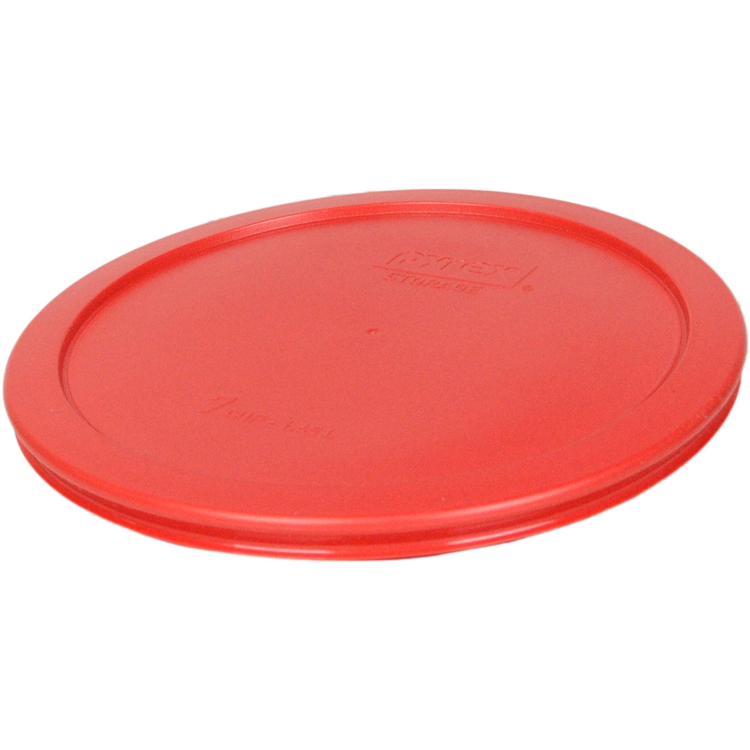 Pyrex 7402-Pc 6/7 Cup (2) Blue & (2) Red Round Plastic Storage Lids  Made In Usa